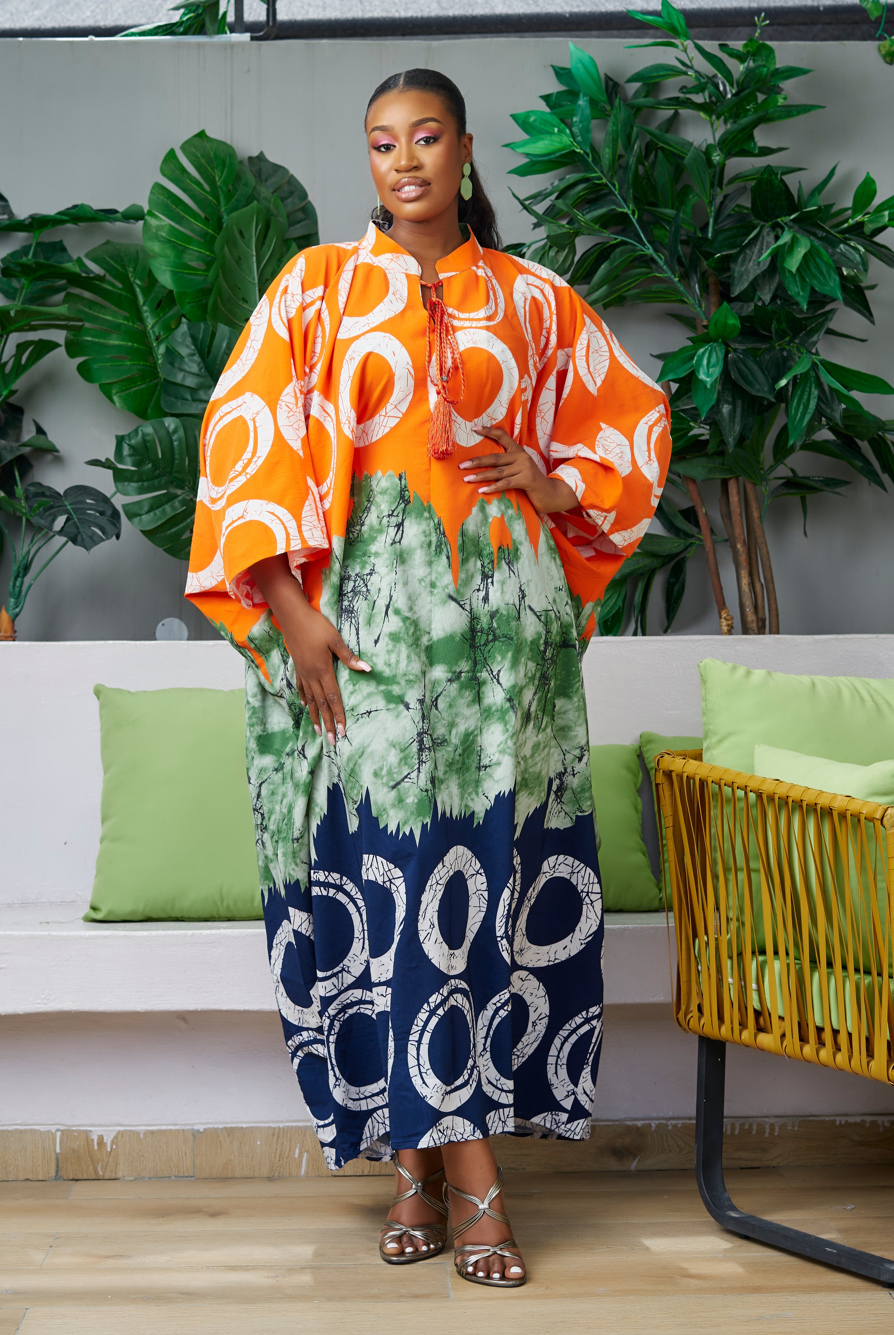 Discover trendy African clothing from CUMO London. This multicoloured V neckline African print Kaftan boubou is handmade featuring frill sleeves. One size fits all African boubou in vibrant bold colour African Print Cover-ups Beach Tunics - Dashiki Kaftan Beach Dress |Boubou dress| African maxi gown| African kaftan | African bubu | African boubou | Midi Kaftan Bubu | African Maxi dresses |