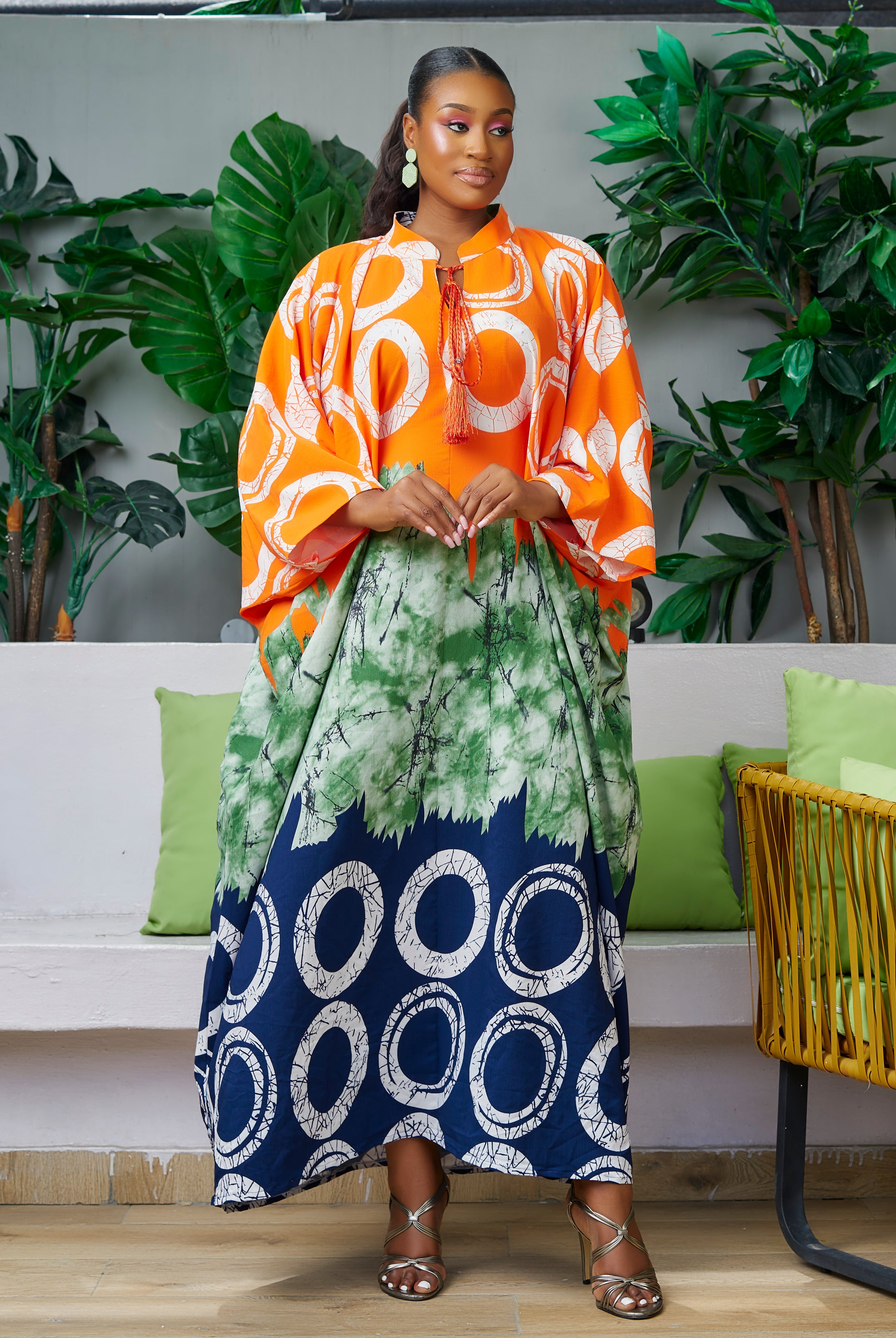 Discover trendy African clothing from CUMO London. This multicoloured V neckline African print Kaftan boubou is handmade featuring frill sleeves. One size fits all African boubou in vibrant bold colour African Print Cover-ups Beach Tunics - Dashiki Kaftan Beach Dress |Boubou dress| African maxi gown| African kaftan | African bubu | African boubou | Midi Kaftan Bubu | African Maxi dresses |