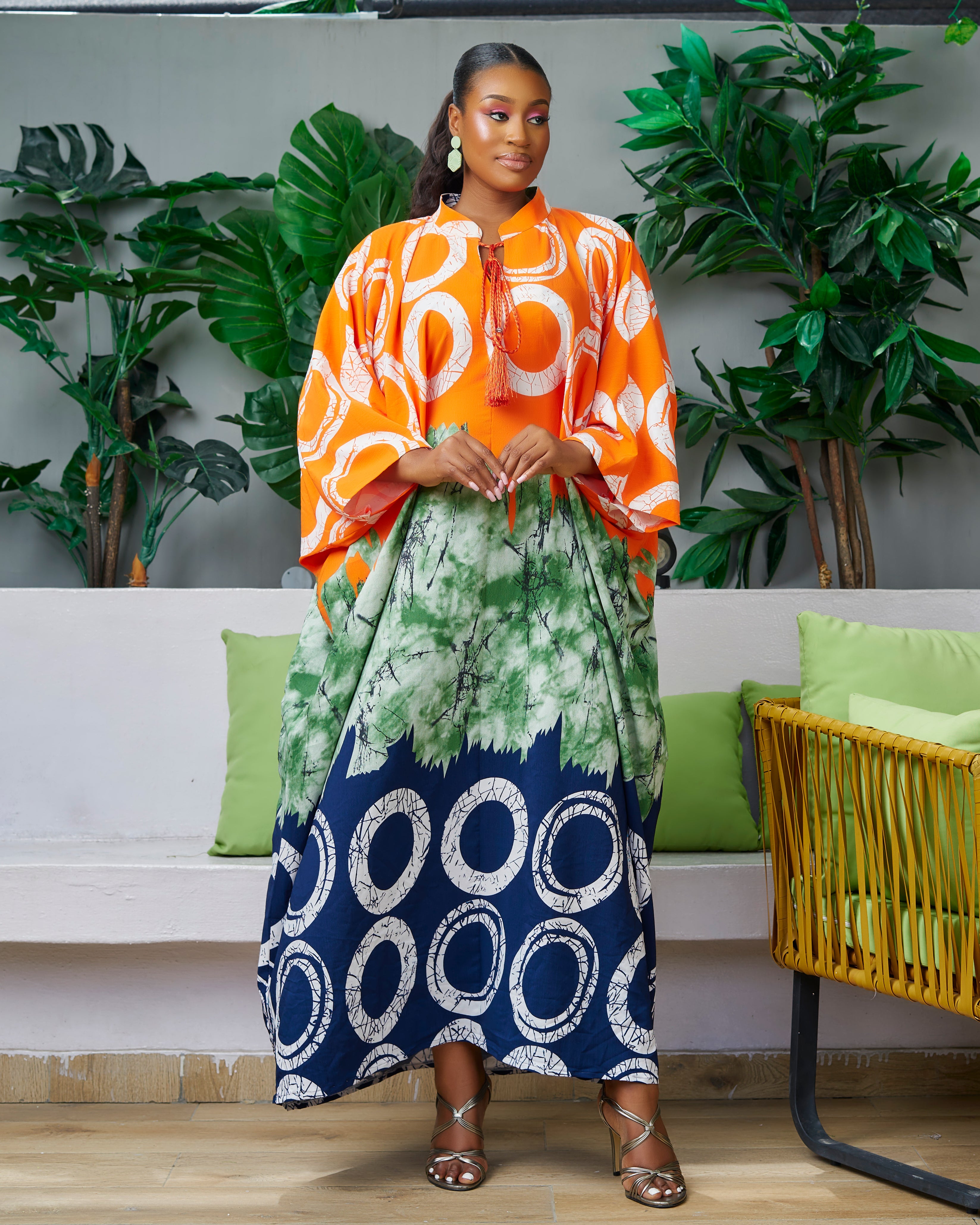 Discover trendy African clothing from CUMO London. This multicoloured V neckline African print Kaftan boubou is handmade featuring frill sleeves. One size fits all African boubou in vibrant bold colour African Print Cover-ups Beach Tunics - Dashiki Kaftan Beach Dress |Boubou dress| African maxi gown| African kaftan | African bubu | African boubou | Midi Kaftan Bubu | African Maxi dresses |