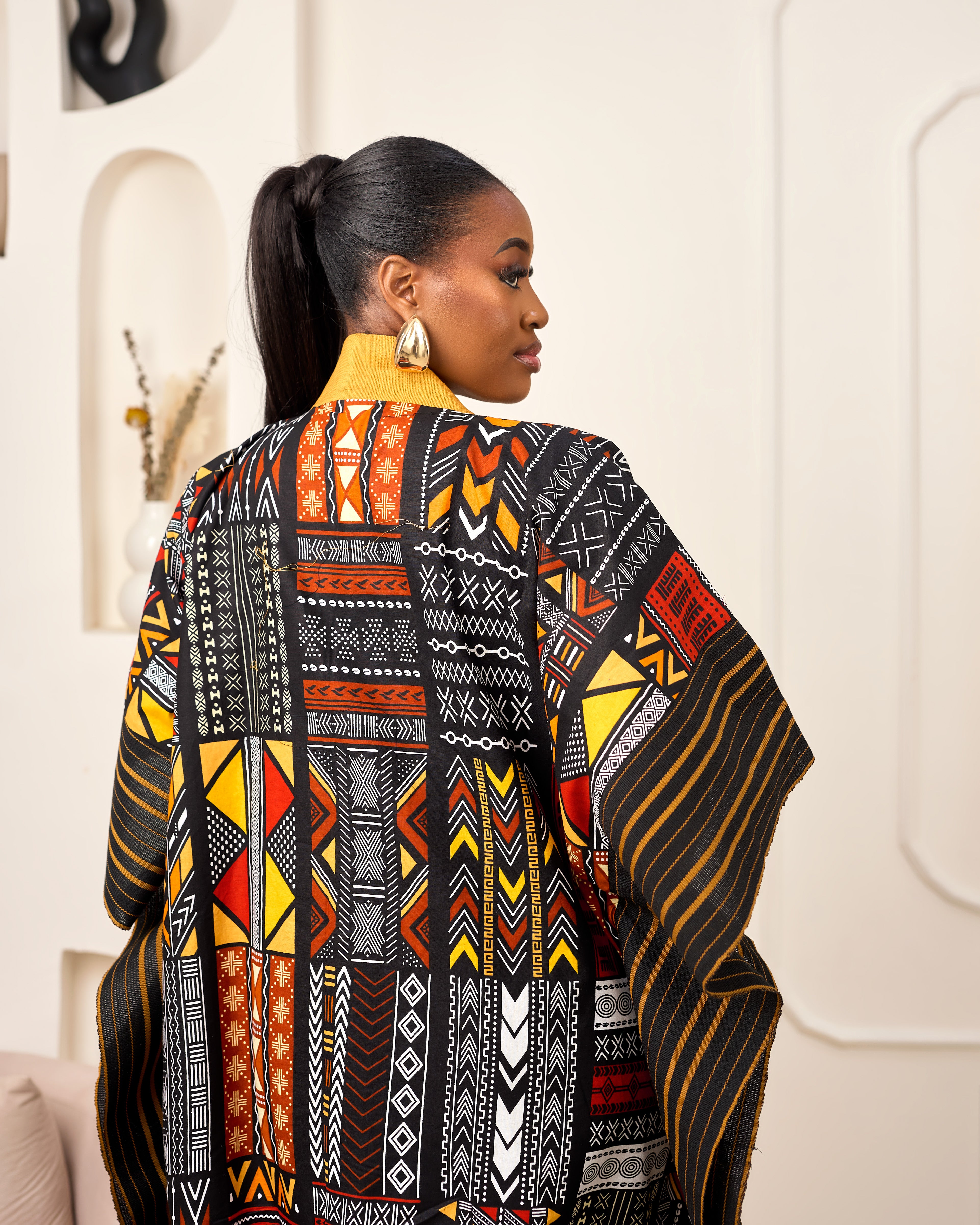 African Print Asoke outerwear | African print Asoke Jacket | Ankara Asoke kimono with headwrap| African Print Outerwear | Fall Fashion for African women | sustainable African Fashion | recycled African print clothing | Ethically sourced fashion | ethically sourced clothing | handmade clothing | African clothing for women | Ankara jacket | Tribal prints kimono | Floral African print clothing | Cotton Ankara Asoke coveru | African print workwear | African clothing UK | Black-owned fashion brand | Asoke Kimono