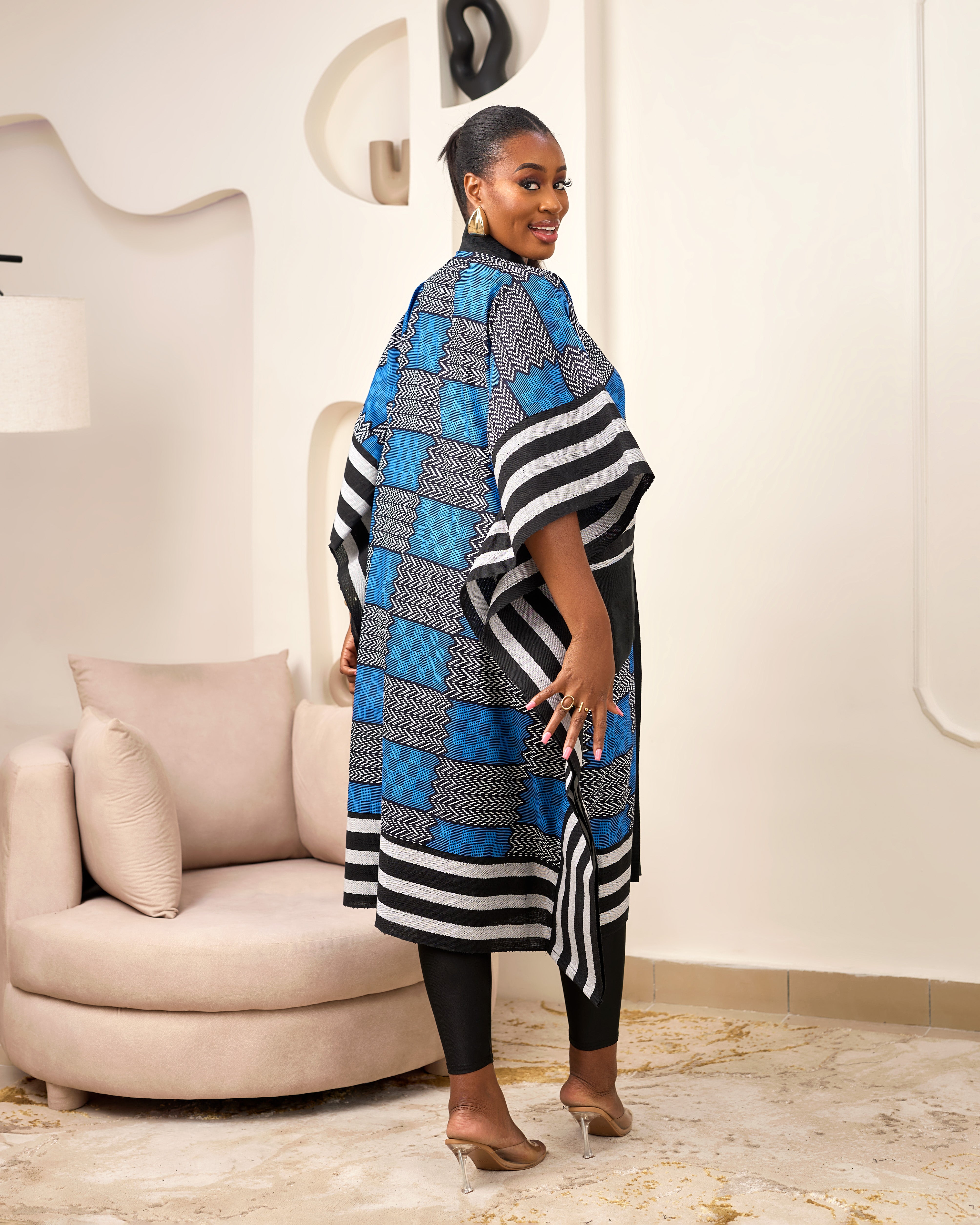 African Print Asoke outerwear | African print Asoke Jacket | Ankara Asoke kimono with headwrap| African Print Outerwear | Fall Fashion for African women | sustainable African Fashion | recycled African print clothing | Ethically sourced fashion | ethically sourced clothing | handmade clothing | African clothing for women | Ankara jacket | Tribal prints kimono | Floral African print clothing | Cotton Ankara Asoke coveru | African print workwear | African clothing UK | Black-owned fashion brand | Asoke Kimono