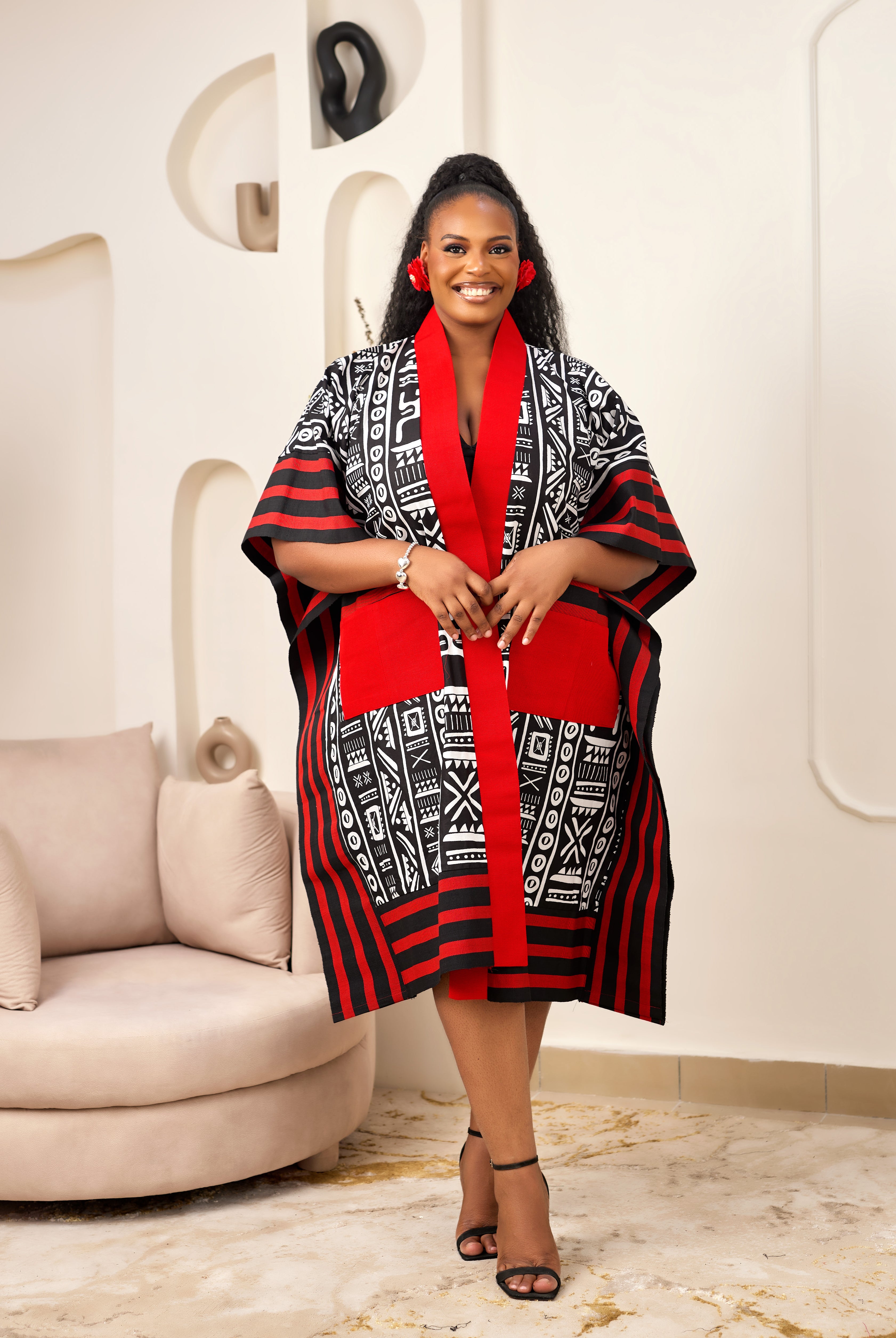 African Print Asoke outerwear | African print Asoke Jacket | Ankara Asoke kimono with headwrap| African Print Outerwear | Fall Fashion for African women | sustainable African Fashion | recycled African print clothing | Ethically sourced fashion | ethically sourced clothing | handmade clothing | African clothing for women | Ankara jacket | Tribal prints kimono | Floral African print clothing | Cotton Ankara Asoke coveru | African print workwear | African clothing UK | Black-owned fashion brand | Asoke Kimono