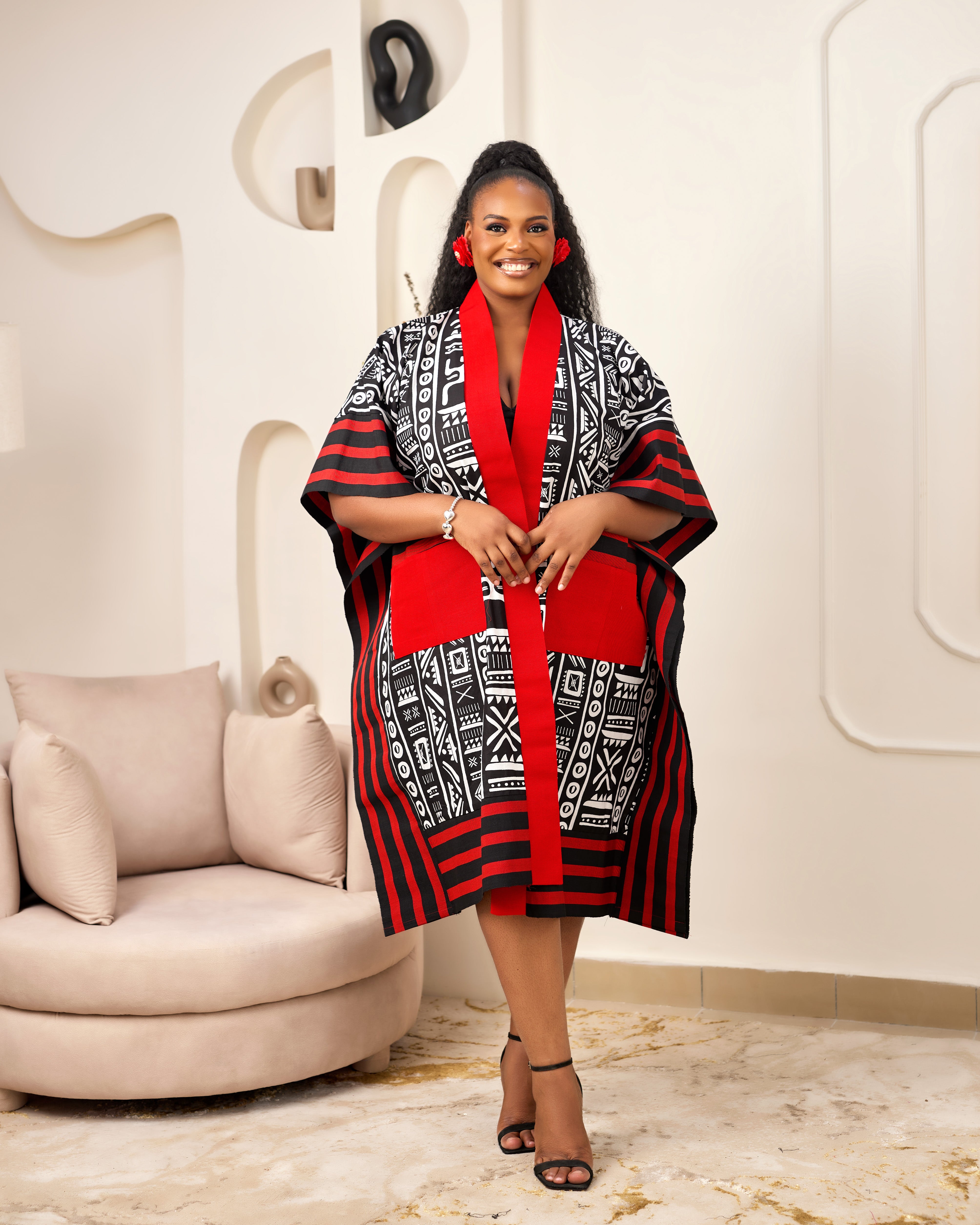 African Print Asoke outerwear | African print Asoke Jacket | Ankara Asoke kimono with headwrap| African Print Outerwear | Fall Fashion for African women | sustainable African Fashion | recycled African print clothing | Ethically sourced fashion | ethically sourced clothing | handmade clothing | African clothing for women | Ankara jacket | Tribal prints kimono | Floral African print clothing | Cotton Ankara Asoke coveru | African print workwear | African clothing UK | Black-owned fashion brand | Asoke Kimono