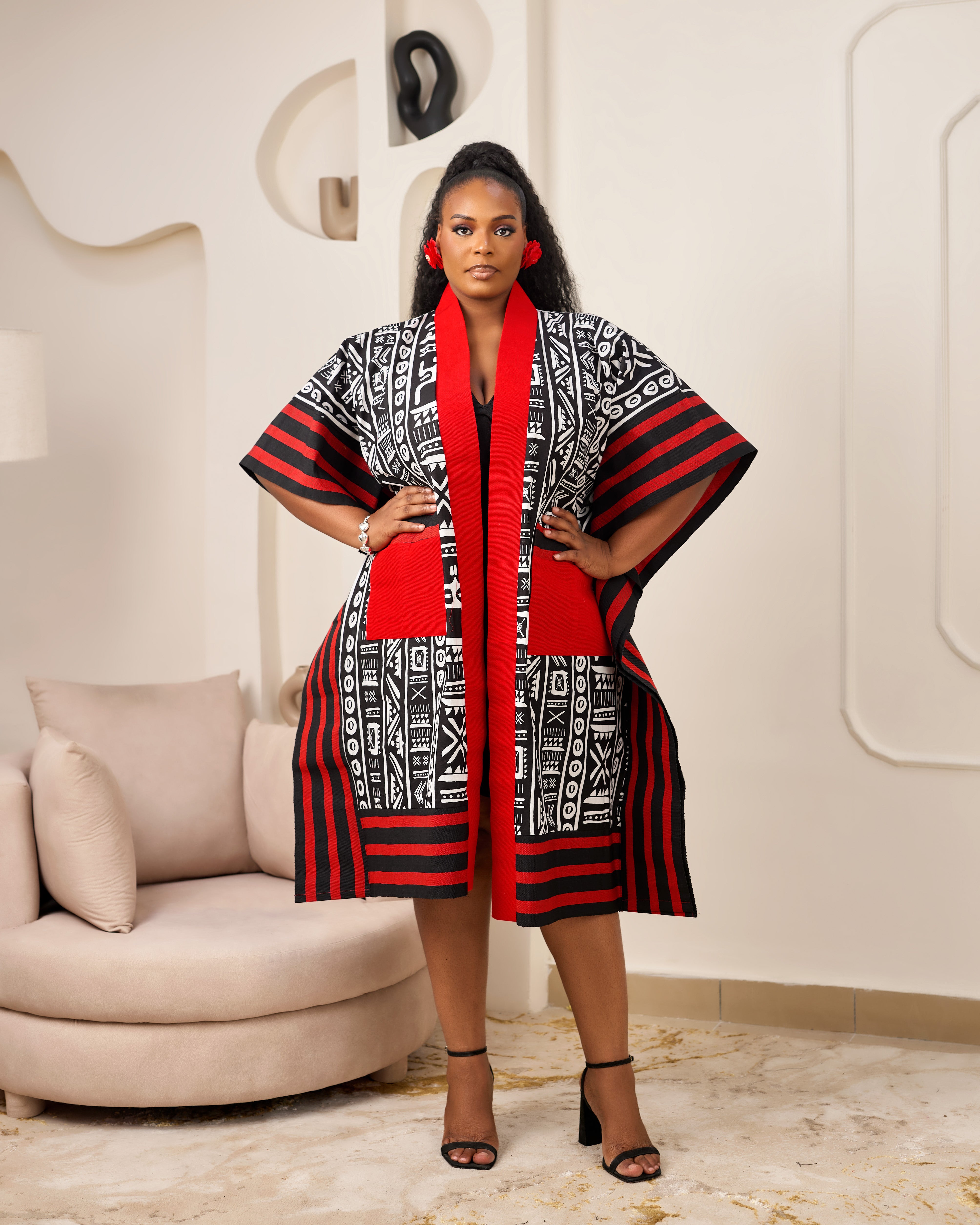 African Print Asoke outerwear | African print Asoke Jacket | Ankara Asoke kimono with headwrap| African Print Outerwear | Fall Fashion for African women | sustainable African Fashion | recycled African print clothing | Ethically sourced fashion | ethically sourced clothing | handmade clothing | African clothing for women | Ankara jacket | Tribal prints kimono | Floral African print clothing | Cotton Ankara Asoke coveru | African print workwear | African clothing UK | Black-owned fashion brand | Asoke Kimono