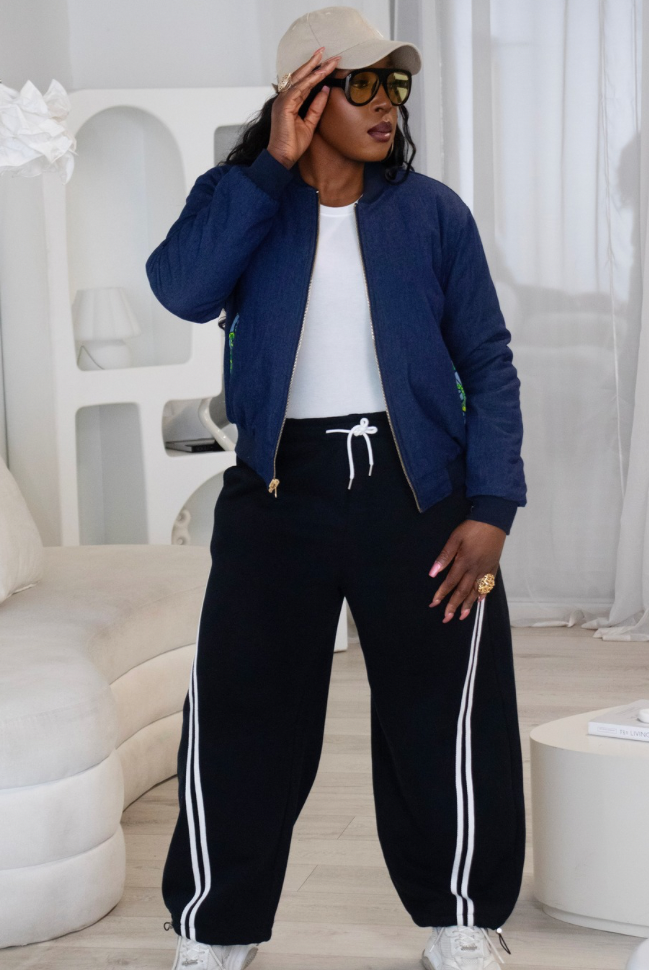 Reversible African Print Bomber Jacket with Denim on the inner reverse | African print Biker Jacket | Ankara print Bomber Jacket | African Print Outerwear | African Winter style for women | sustainable African Fashion | recycled African print clothing | Ethically sourced fashion | ethically sourced clothing | handmade clothing | African clothing for women | Ankara jacket | Tribal prints kimono | Floral African print clothing | Cotton Blazer | African print workwear | African clothing UK