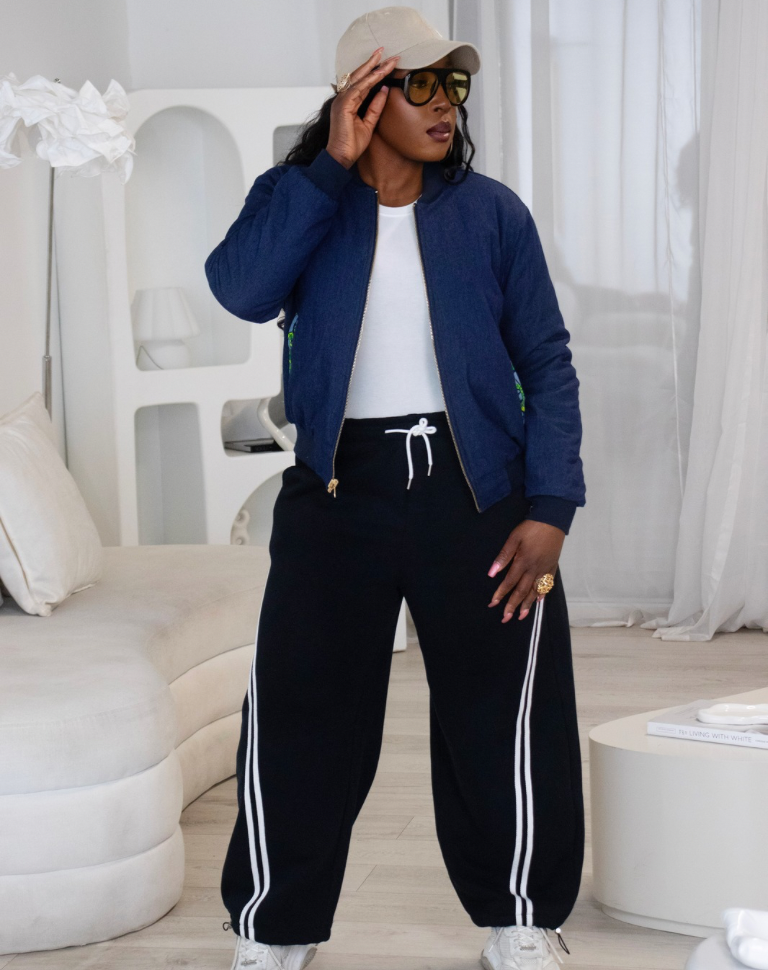 Reversible African Print Bomber Jacket with Denim on the inner reverse | African print Biker Jacket | Ankara print Bomber Jacket | African Print Outerwear | African Winter style for women | sustainable African Fashion | recycled African print clothing | Ethically sourced fashion | ethically sourced clothing | handmade clothing | African clothing for women | Ankara jacket | Tribal prints kimono | Floral African print clothing | Cotton Blazer | African print workwear | African clothing UK