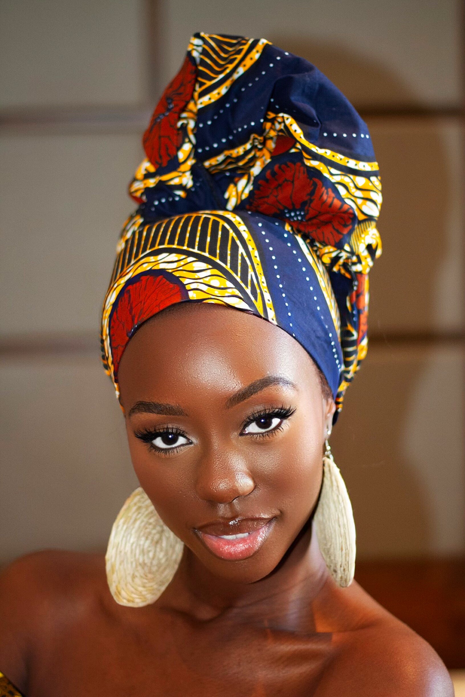 African Print headwrap| Ankara headwrap | African piece bandana | Ankara headpiece | African headband | Ankara headband | African print scarf | African scarf | Ankara cotton scarf | Ankara bandana | African headgear | African headpiece | Gele | Rattan Earring | Rattan drop earring | African style giftset | African inspired gift items | African accessories | Ankara accessories | Kente accessories |African Clothing from CUMO LONDON