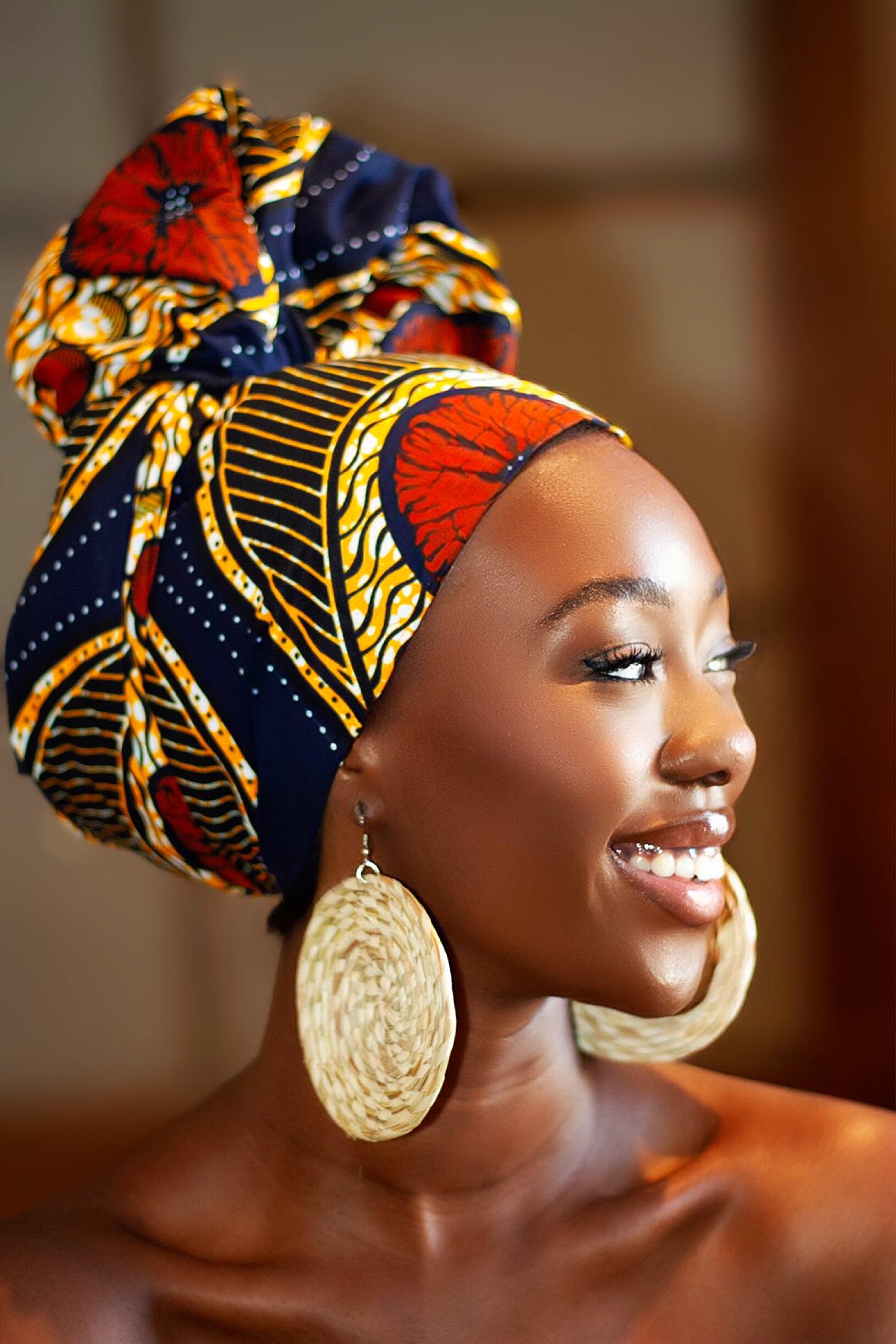 African Print headwrap| Ankara headwrap | African piece bandana | Ankara headpiece | African headband | Ankara headband | African print scarf | African scarf | Ankara cotton scarf | Ankara bandana | African headgear | African headpiece | Gele | Rattan Earring | Rattan drop earring | African style giftset | African inspired gift items | African accessories | Ankara accessories | Kente accessories |African Clothing from CUMO LONDON