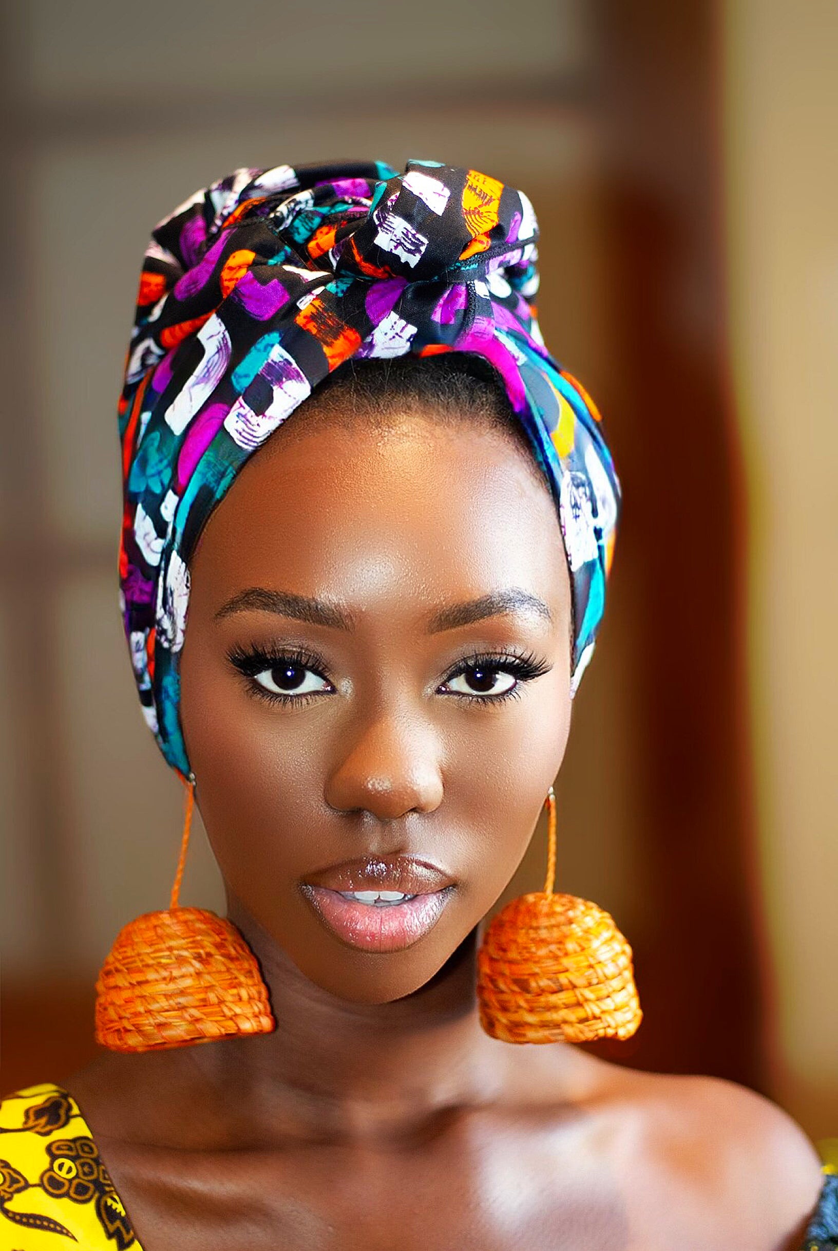 African Print headwrap| Ankara headwrap | African piece bandana | Ankara headpiece | African headband | Ankara headband | African print scarf | African scarf | Ankara cotton scarf | Ankara bandana | African headgear | African headpiece | Gele | Rattan Earring | Rattan drop earring | African style giftset | African inspired gift items | African accessories | Ankara accessories | Kente accessories |African Clothing from CUMO LONDON