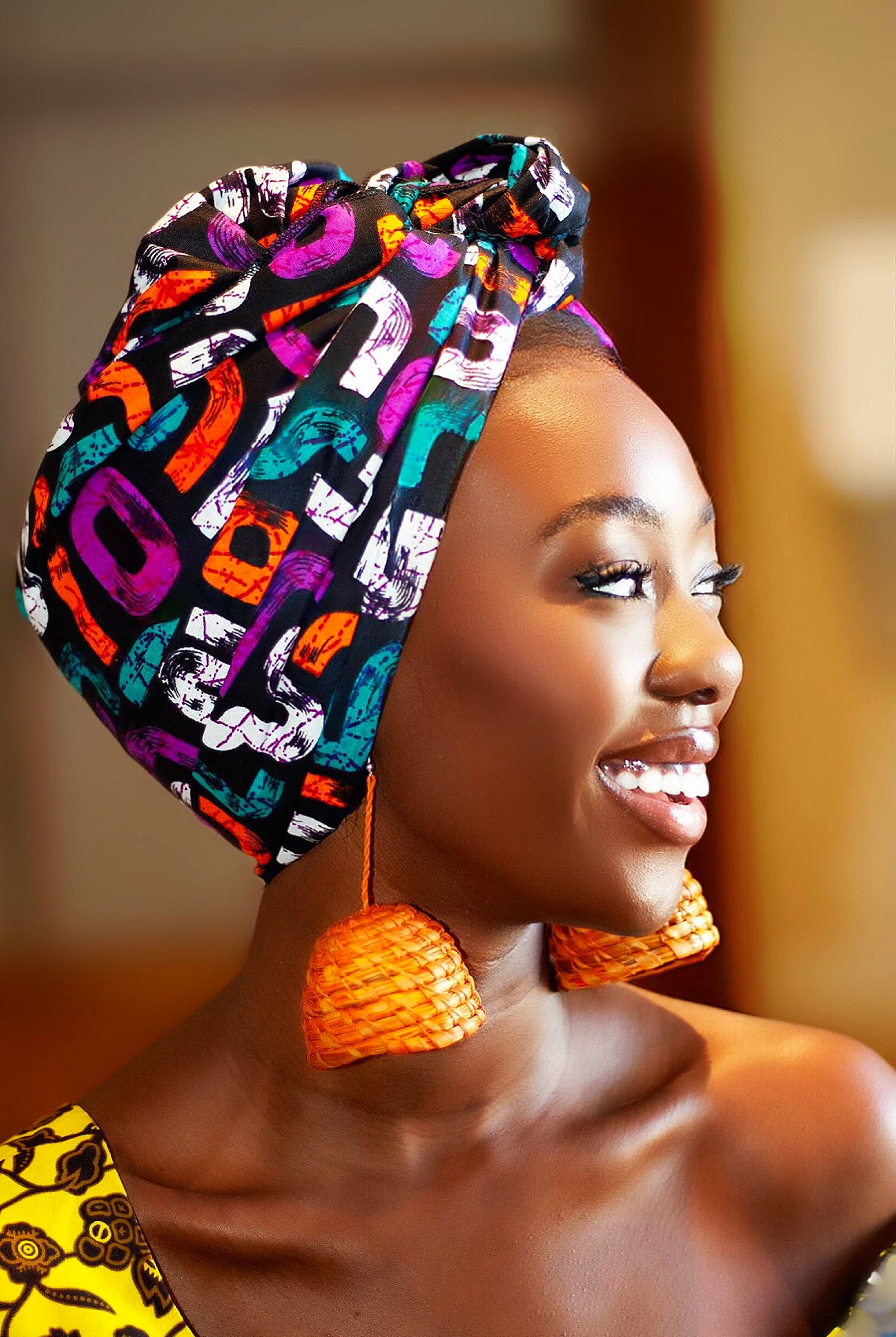 African Print headwrap| Ankara headwrap | African piece bandana | Ankara headpiece | African headband | Ankara headband | African print scarf | African scarf | Ankara cotton scarf | Ankara bandana | African headgear | African headpiece | Gele | Rattan Earring | Rattan drop earring | African style giftset | African inspired gift items | African accessories | Ankara accessories | Kente accessories |African Clothing from CUMO LONDON