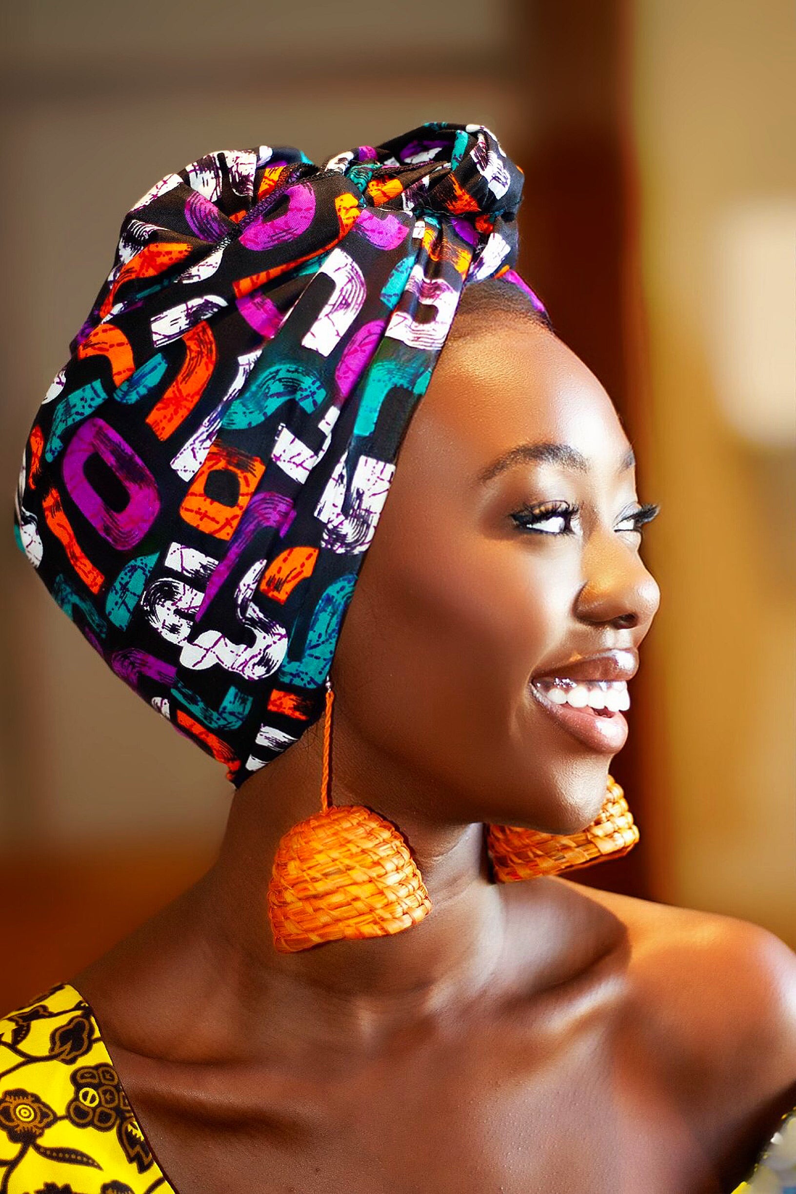 African Print headwrap| Ankara headwrap | African piece bandana | Ankara headpiece | African headband | Ankara headband | African print scarf | African scarf | Ankara cotton scarf | Ankara bandana | African headgear | African headpiece | Gele | Rattan Earring | Rattan drop earring | African style giftset | African inspired gift items | African accessories | Ankara accessories | Kente accessories |African Clothing from CUMO LONDON
