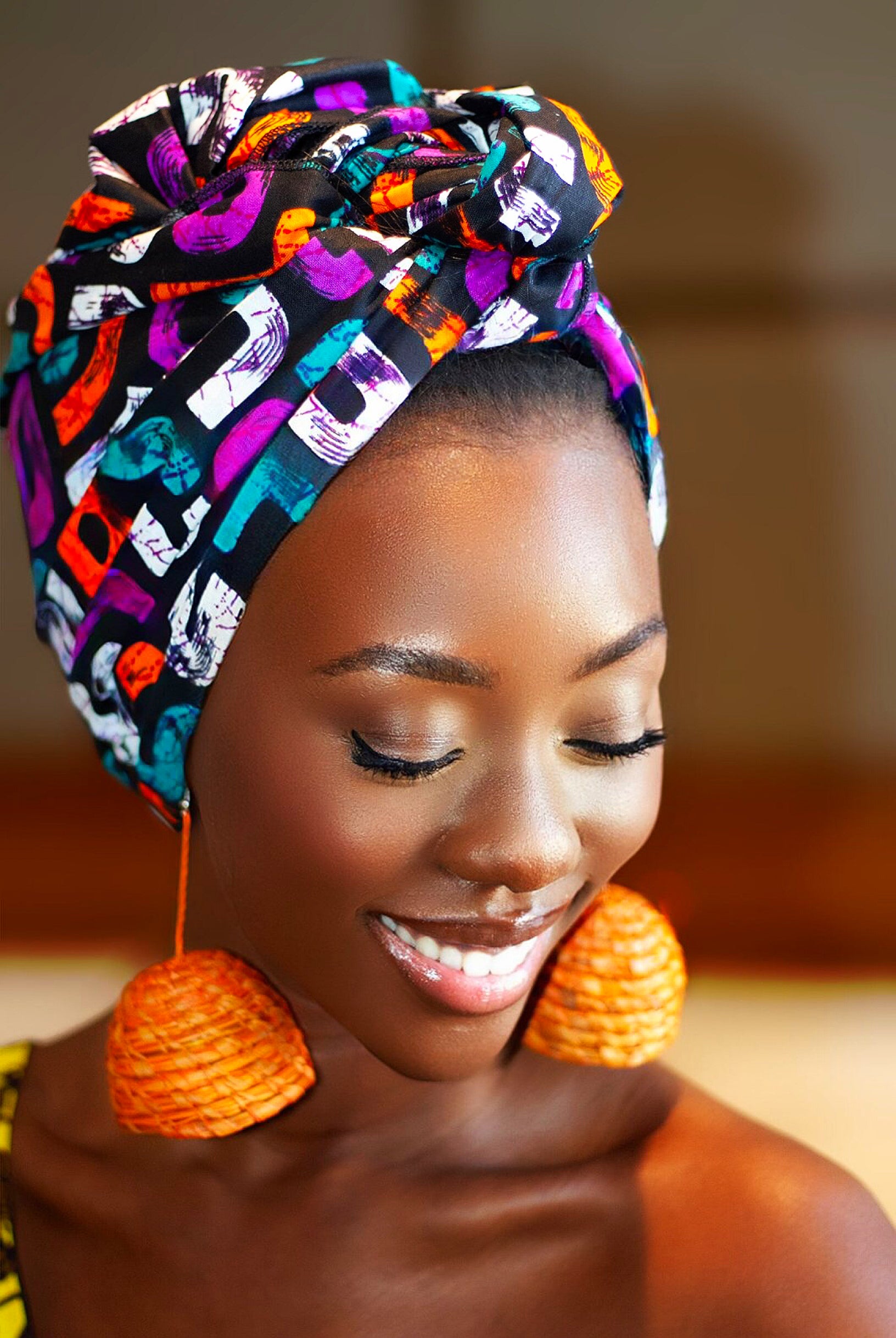 African Print headwrap| Ankara headwrap | African piece bandana | Ankara headpiece | African headband | Ankara headband | African print scarf | African scarf | Ankara cotton scarf | Ankara bandana | African headgear | African headpiece | Gele | Rattan Earring | Rattan drop earring | African style giftset | African inspired gift items | African accessories | Ankara accessories | Kente accessories |African Clothing from CUMO LONDON
