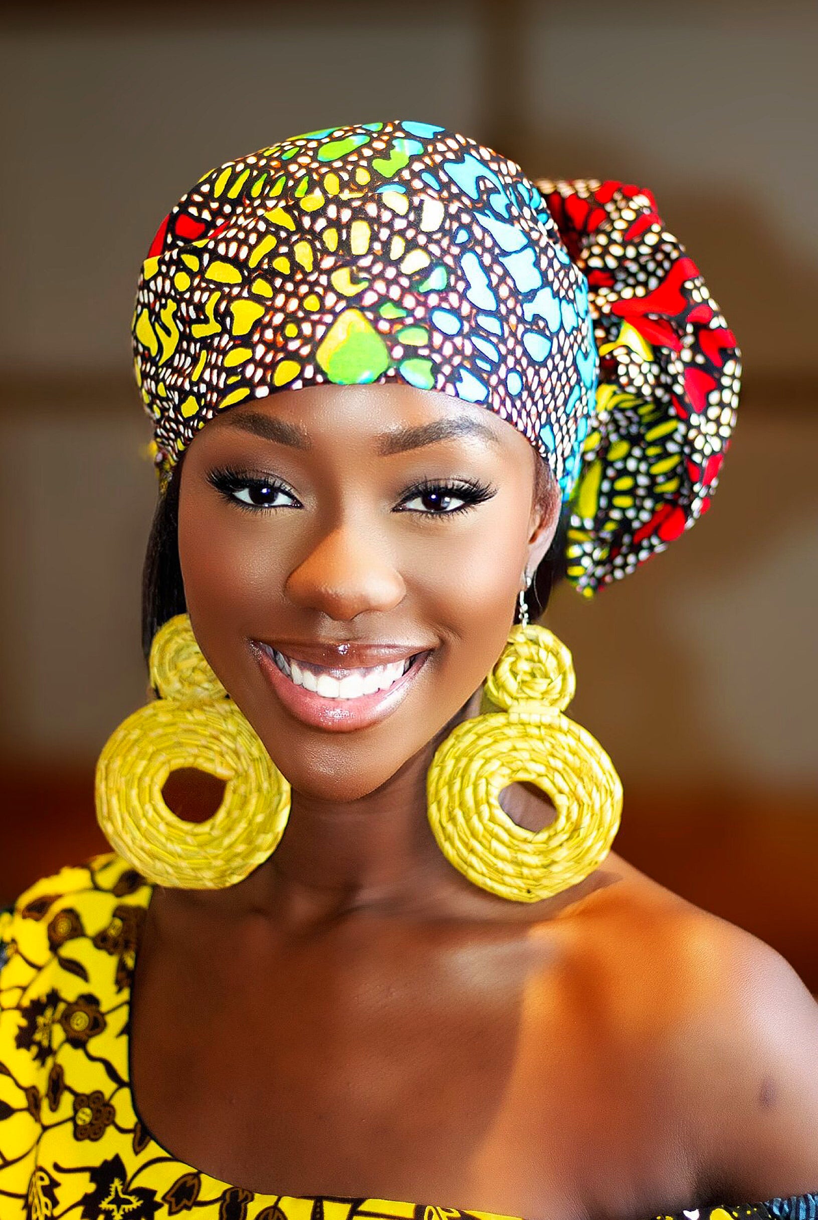 African Print headwrap| Ankara headwrap | African piece bandana | Ankara headpiece | African headband | Ankara headband | African print scarf | African scarf | Ankara cotton scarf | Ankara bandana | African headgear | African headpiece | Gele | Rattan Earring | Rattan drop earring | African style giftset | African inspired gift items | African accessories | Ankara accessories