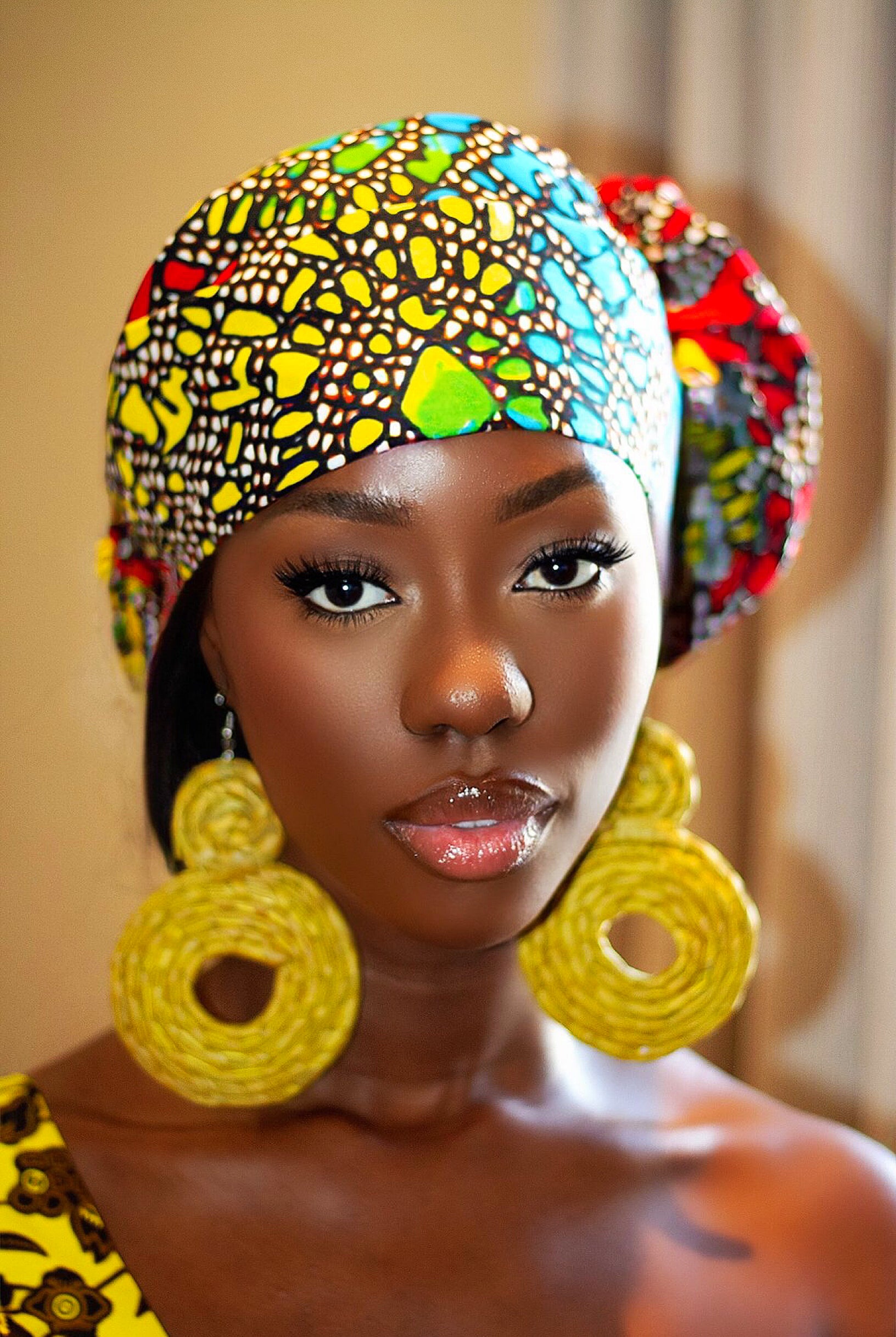 African Print headwrap| Ankara headwrap | African piece bandana | Ankara headpiece | African headband | Ankara headband | African print scarf | African scarf | Ankara cotton scarf | Ankara bandana | African headgear | African headpiece | Gele | Rattan Earring | Rattan drop earring | African style giftset | African inspired gift items | African accessories | Ankara accessories