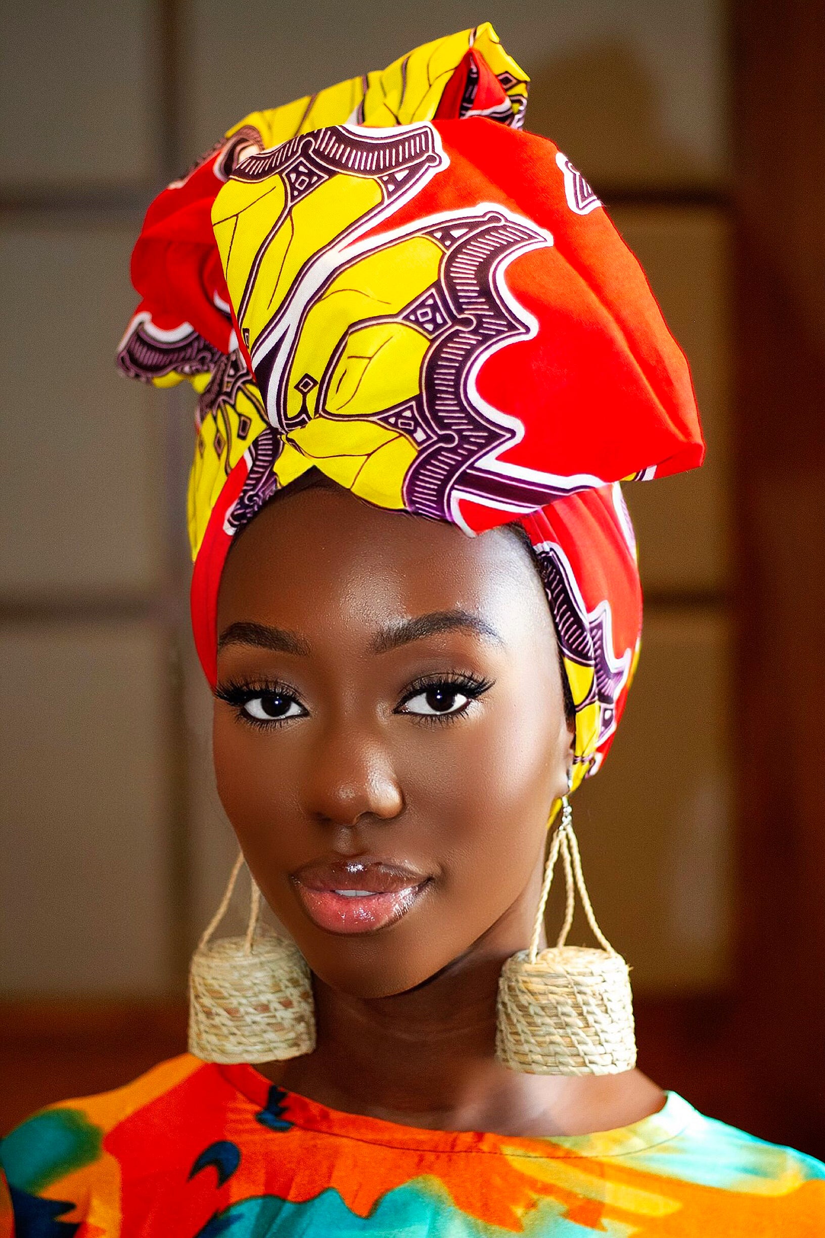 African Print headwrap| Ankara headwrap | African piece bandana | Ankara headpiece | African headband | Ankara headband | African print scarf | African scarf | Ankara cotton scarf | Ankara bandana | African headgear | African headpiece | Gele | Rattan Earring | Rattan drop earring | African style giftset | African inspired gift items | African accessories | Ankara accessories | Kente accessories |African Clothing from CUMO LONDON