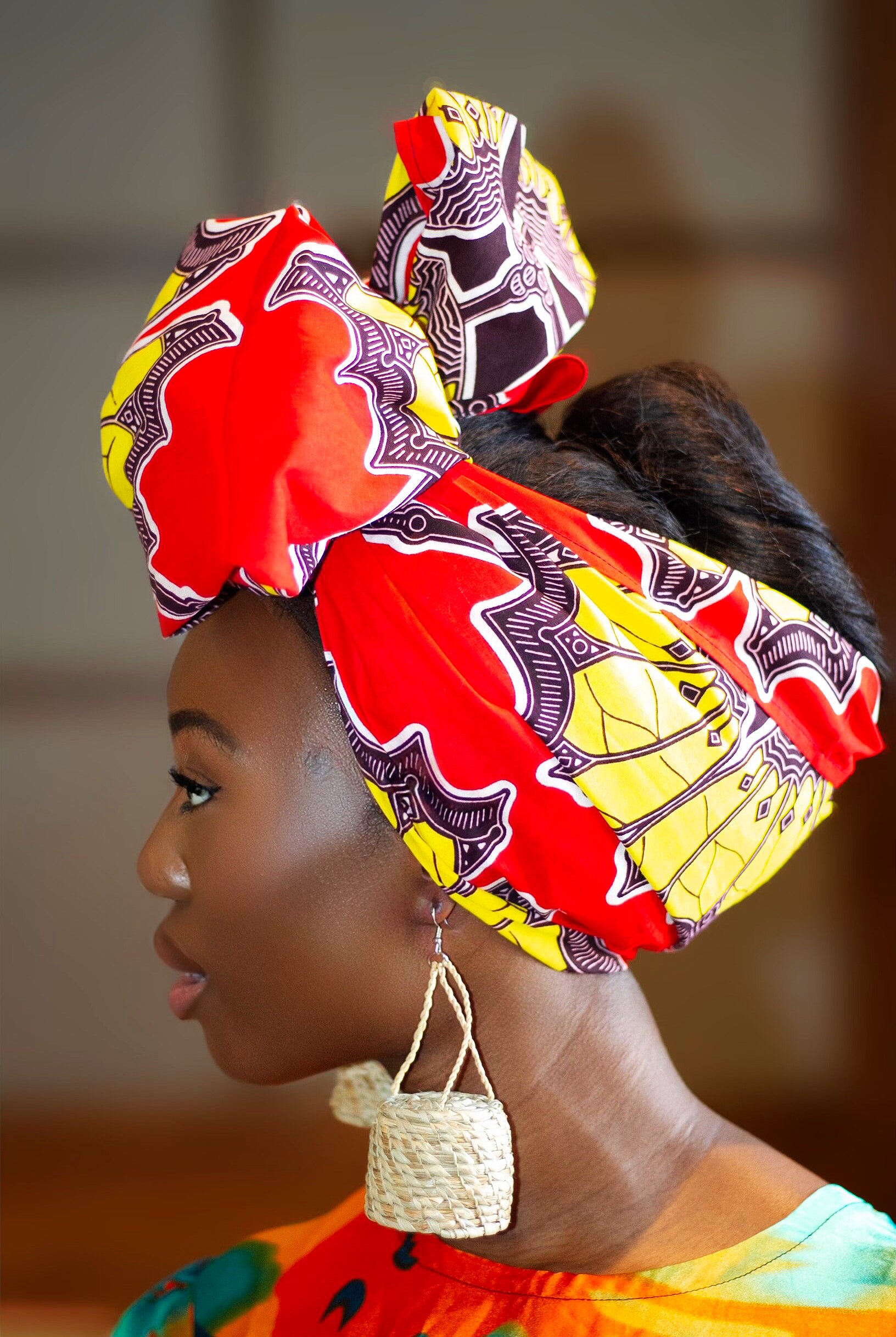 African Print headwrap| Ankara headwrap | African piece bandana | Ankara headpiece | African headband | Ankara headband | African print scarf | African scarf | Ankara cotton scarf | Ankara bandana | African headgear | African headpiece | Gele | Rattan Earring | Rattan drop earring | African style giftset | African inspired gift items | African accessories | Ankara accessories | Kente accessories |African Clothing from CUMO LONDON