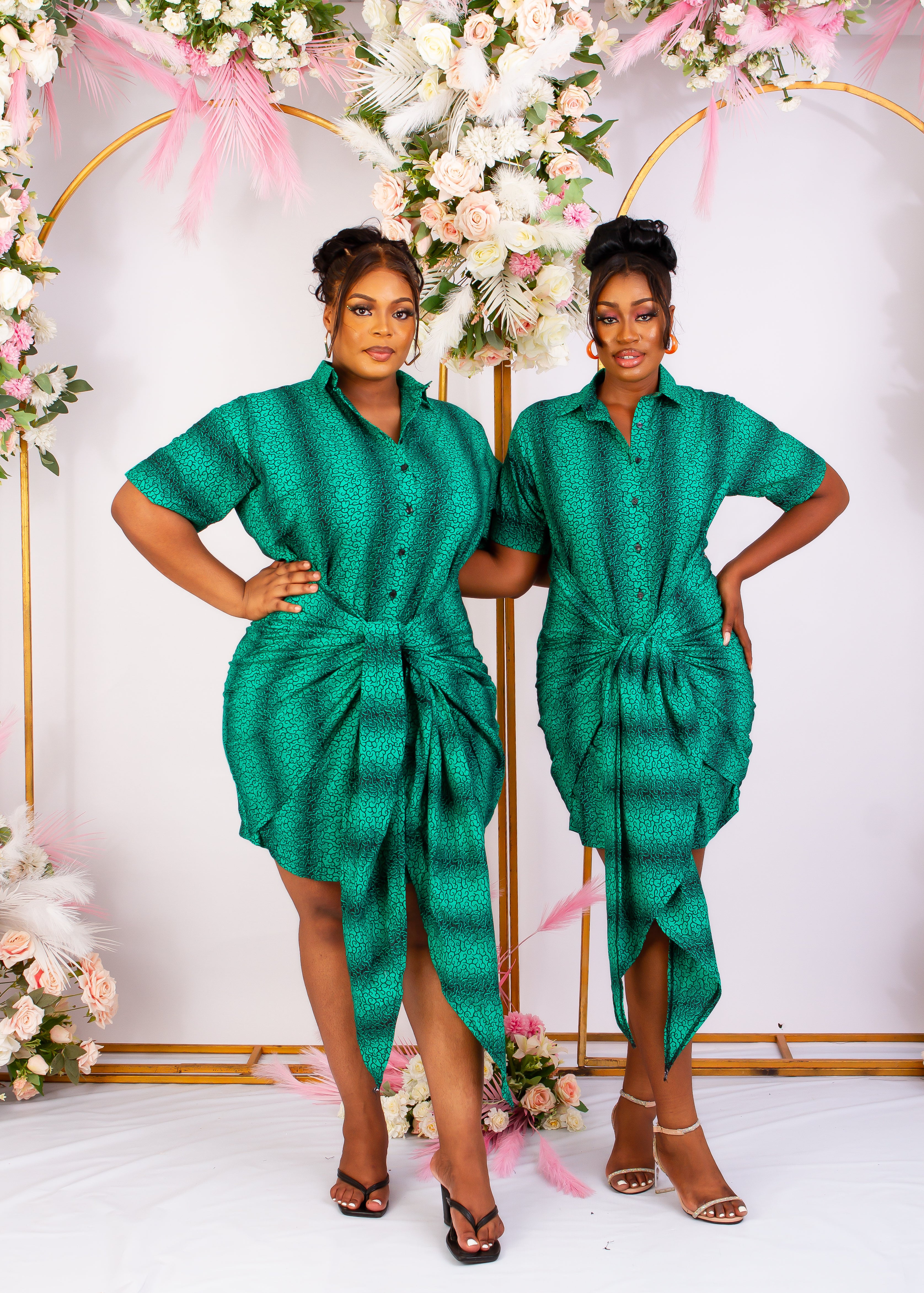 Green African Print Bodycon mini shirt dress perfect for a causal style. Short sleeve and front tie for an added edgy and chic look. Shop Ghana African print dress | African dress | African print Dress | African Clothing Online Shop | Short African dress | african women's clothing | kitenge dresses | Africa Dresses for Women | African dresses for wedding | Danshiki Dress | Trendy African Dress | African clothing UK