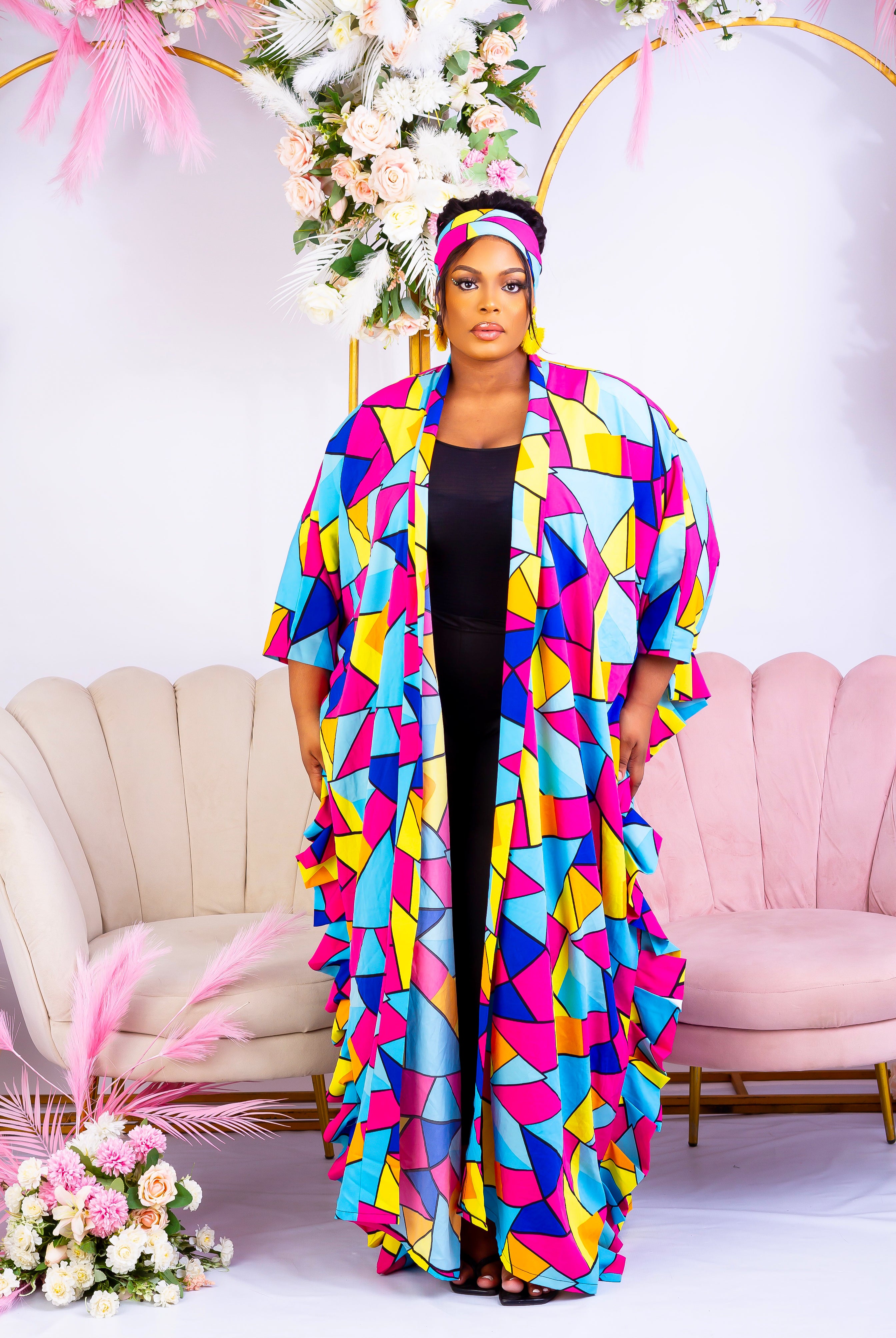 Discover trendy sustainable African apparel in the UK. Handmade African Print Kimono, African print coverups, outerwear for a day on the beach African print Jacket| Ankara jacket | Tribal prints kimono | Floral African print clothing | Cotton Blazer | African print workwear | African clothing UK | Black-owned fashion brand | UK Based African Fashion Brand