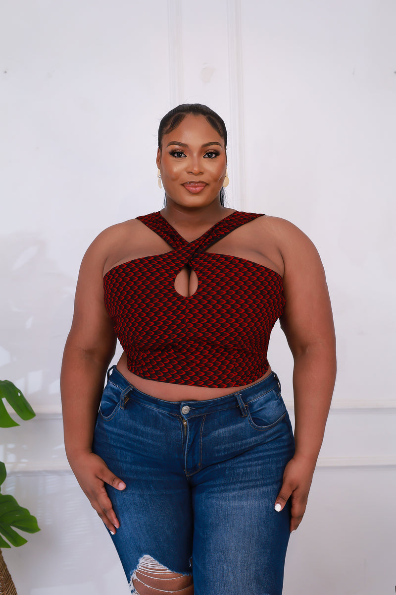 African print Gathered Crop Tube Top main image 1