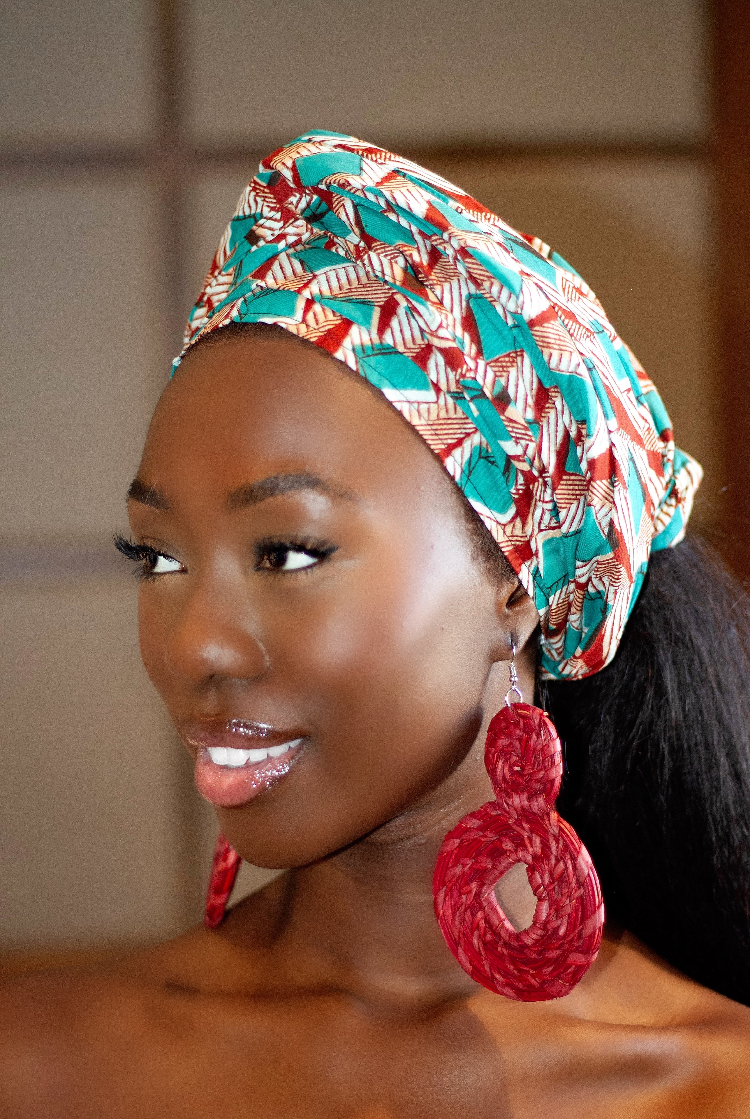 African Print headwrap| Ankara headwrap | African piece bandana | Ankara headpiece | African headband | Ankara headband | African print scarf | African scarf | Ankara cotton scarf | Ankara bandana | African headgear | African headpiece | Gele | Rattan Earring | Rattan drop earring | African style giftset | African inspired gift items | African accessories | Ankara accessories | Kente accessories |African Clothing from CUMO LONDON