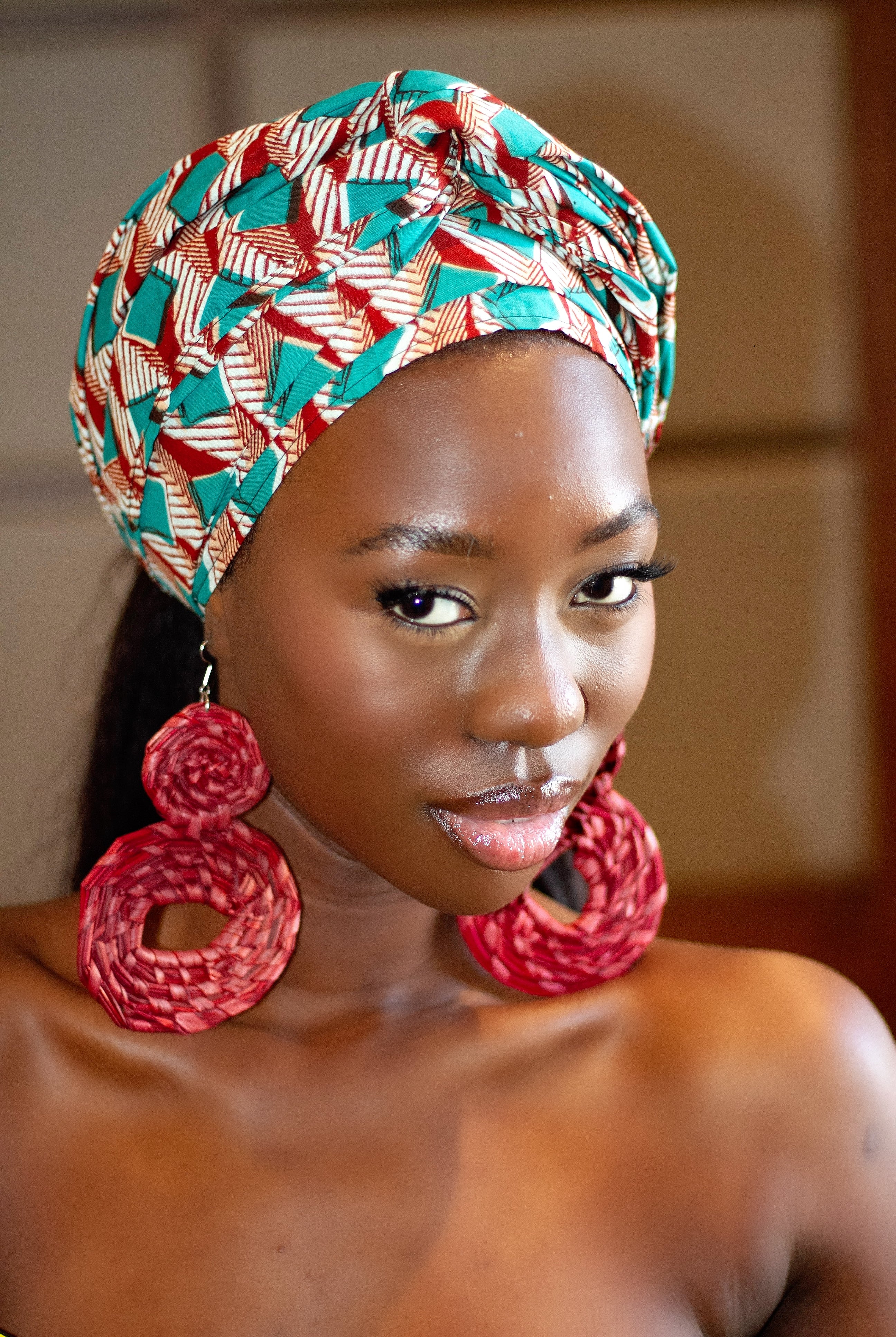 African Print headwrap| Ankara headwrap | African piece bandana | Ankara headpiece | African headband | Ankara headband | African print scarf | African scarf | Ankara cotton scarf | Ankara bandana | African headgear | African headpiece | Gele | Rattan Earring | Rattan drop earring | African style giftset | African inspired gift items | African accessories | Ankara accessories | Kente accessories |African Clothing from CUMO LONDON