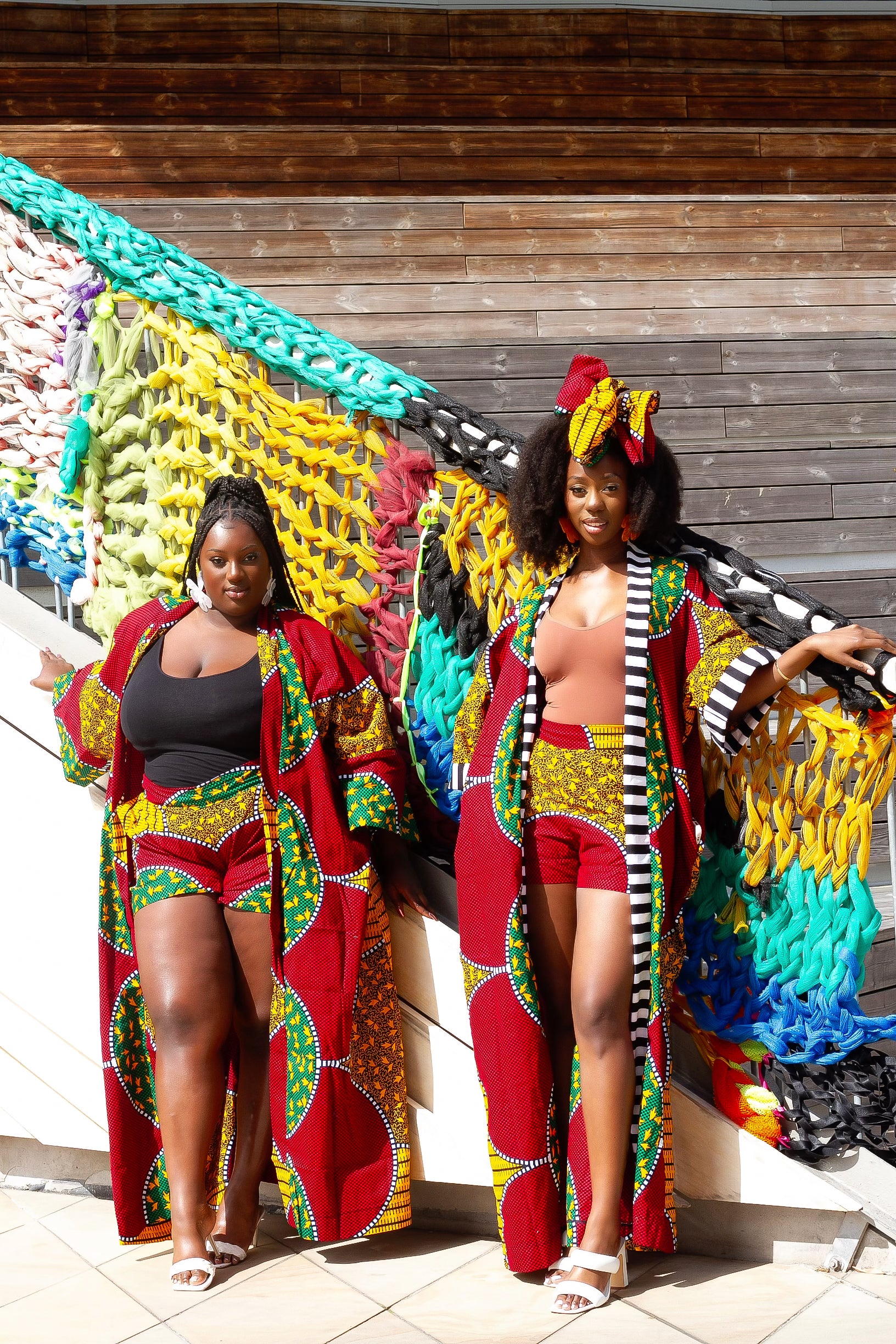 African Print outerwear | African print Jacket | Ankara kimono with headwrap| African Print Outerwear | Fall Fashion for African women | sustainable African Fashion | recycled African print clothing | Ethically sourced fashion | ethically sourced clothing | handmade clothing | African clothing for women | Ankara jacket | Tribal prints kimono | Floral African print clothing | Cotton Blazer | African print workwear | African clothing UK | Black-owned fashion brand | Kimono and Shorts set