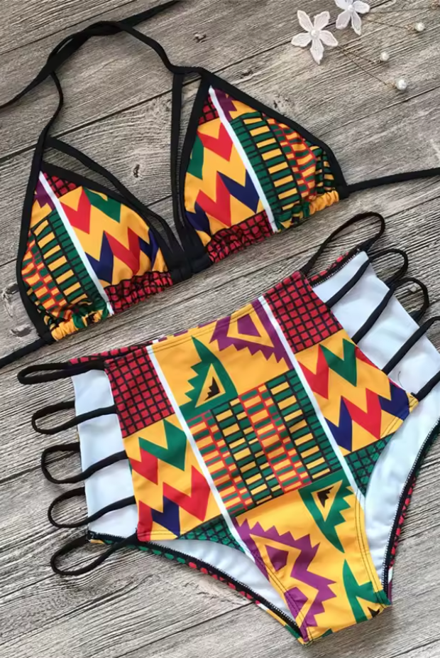 carnival outfit | African festival outfit | festival costume | Trendy African print swimwear | 2pc Swimwear made with kente prints | Ankara swimsuit for women | ethnic swim suits | tribal beachwear | Tribal swimwear | bathing suit made with African print kente | swimsuit handmade with kente african print | ethnic swimming costume | African print swimming costume