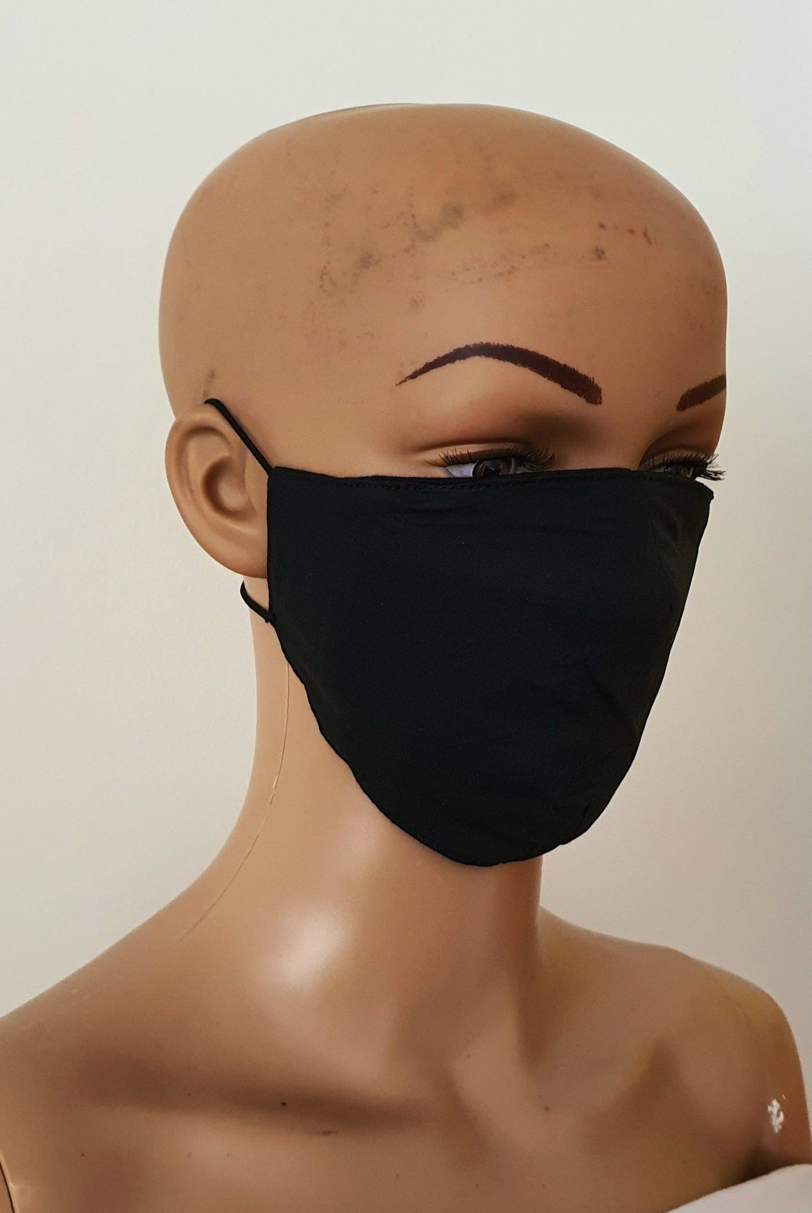 Black Cotton Print Face Mask | Fabric Face Masks - Nia - African Clothing from CUMO LONDON
