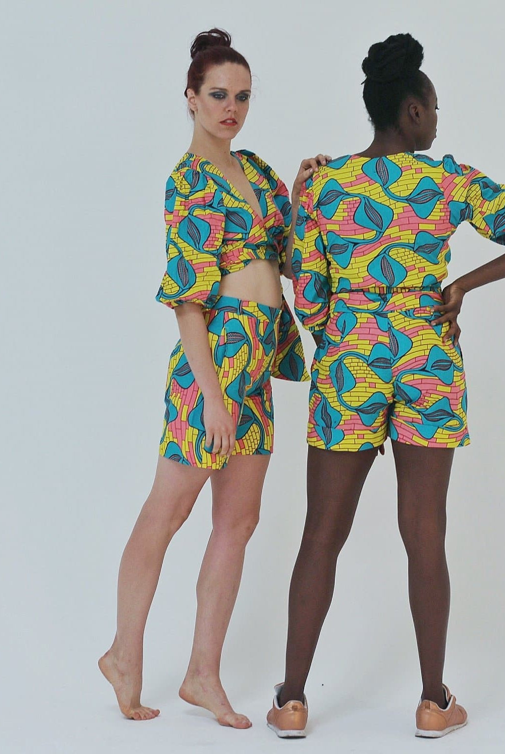 African Ankara Print Women Wrap Top and Shorts Set - African Clothing from CUMO LONDON