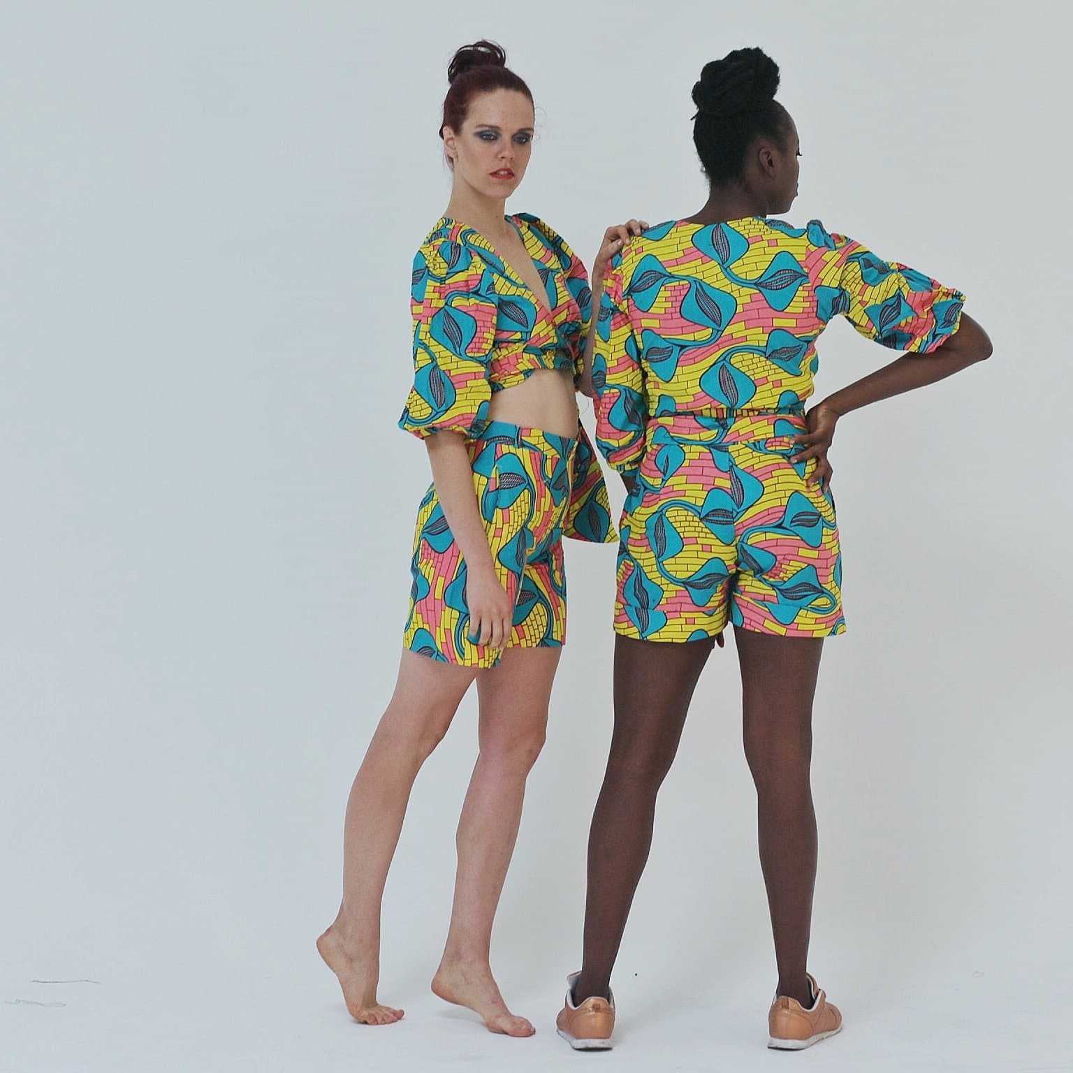 African Ankara Print Women Wrap Top and Shorts Set - African Clothing from CUMO LONDON