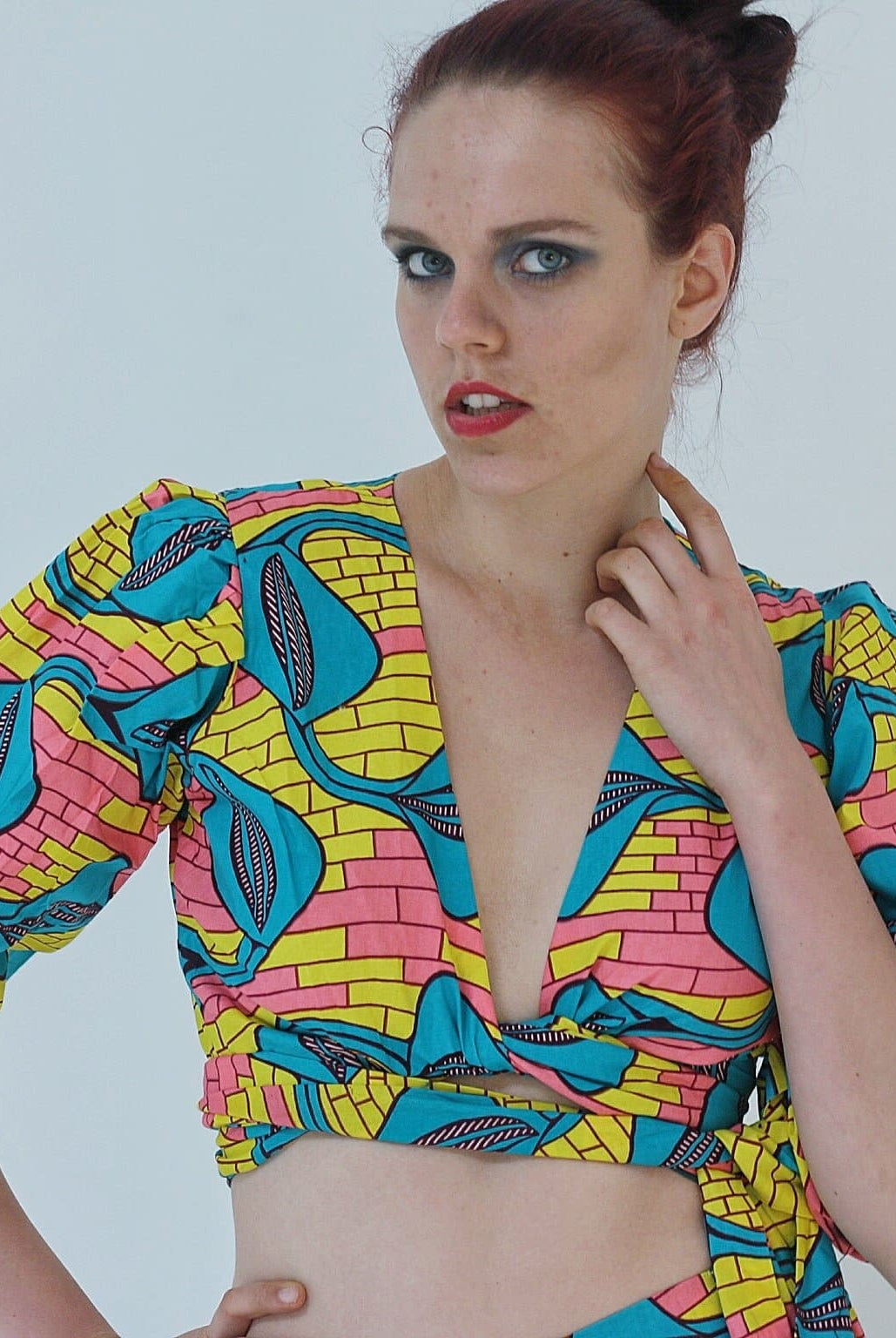 African Ankara Print Women Wrap Top and Shorts Set - African Clothing from CUMO LONDON