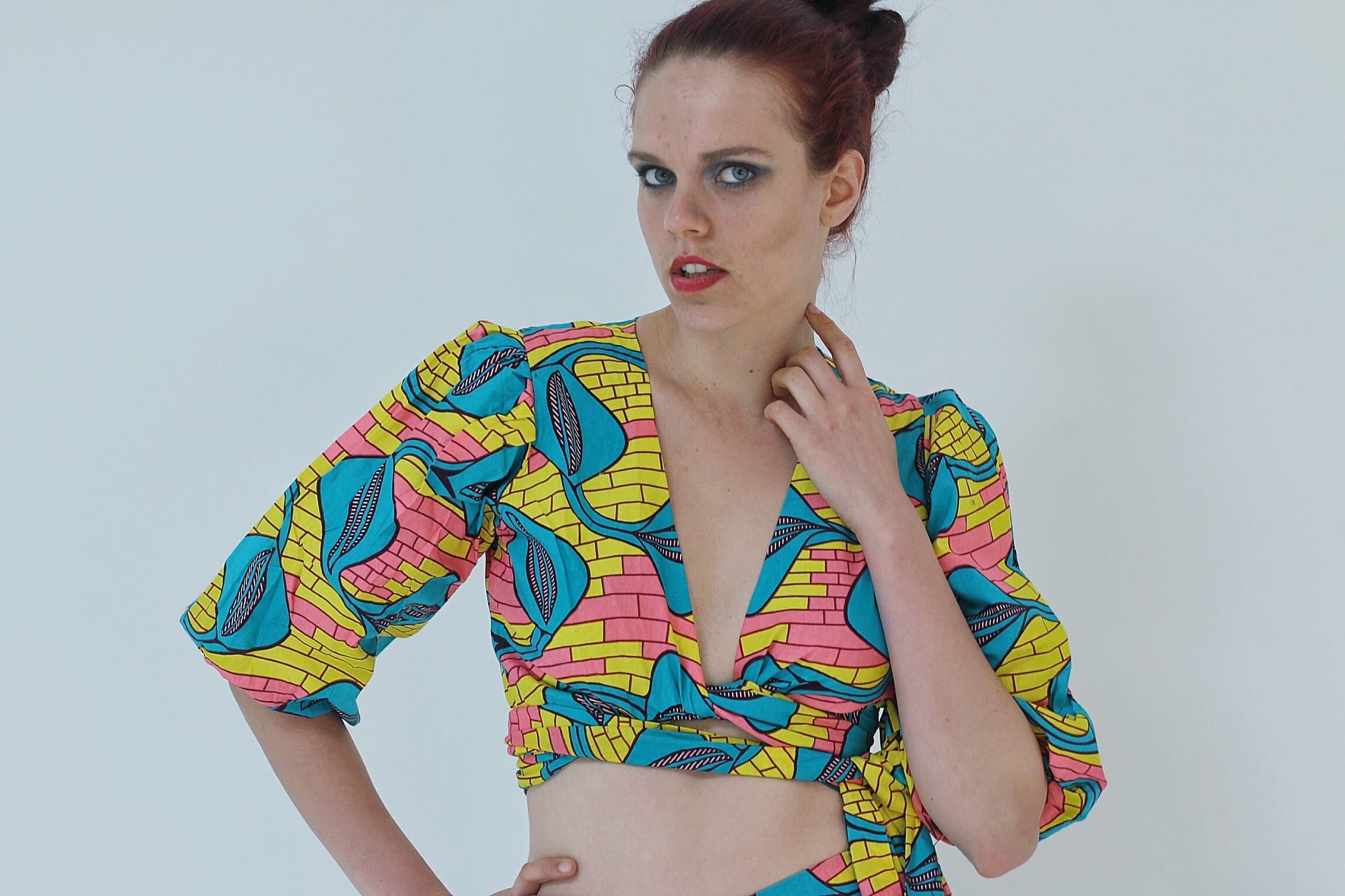 African Ankara Print Women Wrap Top and Shorts Set - African Clothing from CUMO LONDON