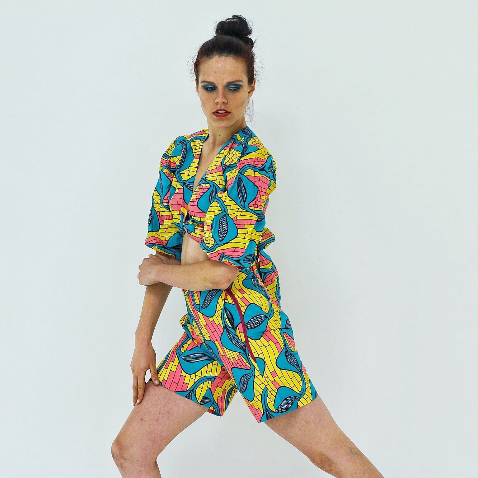 African Ankara Print Women Wrap Top and Shorts Set - African Clothing from CUMO LONDON