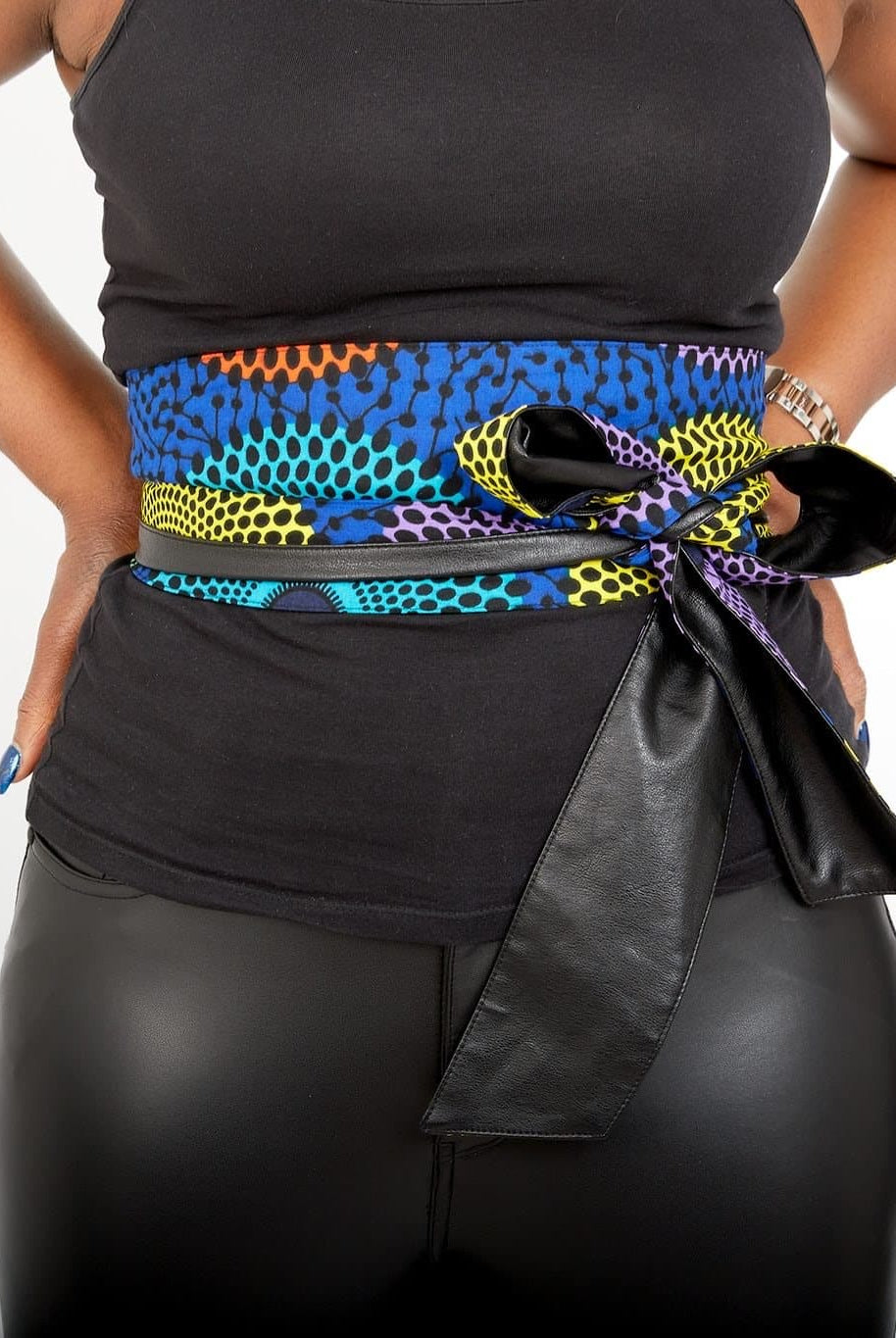 New In African Prints Reversible Leather Obi Belt - African Clothing from CUMO LONDON