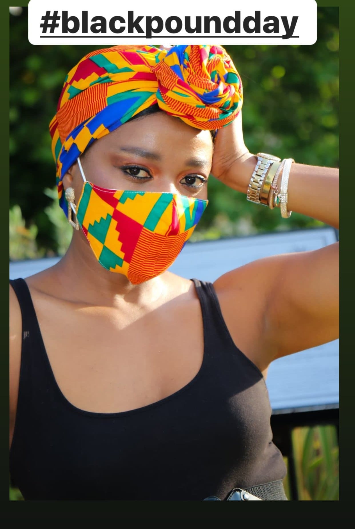 African Print Kente Facemask and Headwrap Set - Ashanti - African Clothing from CUMO LONDON