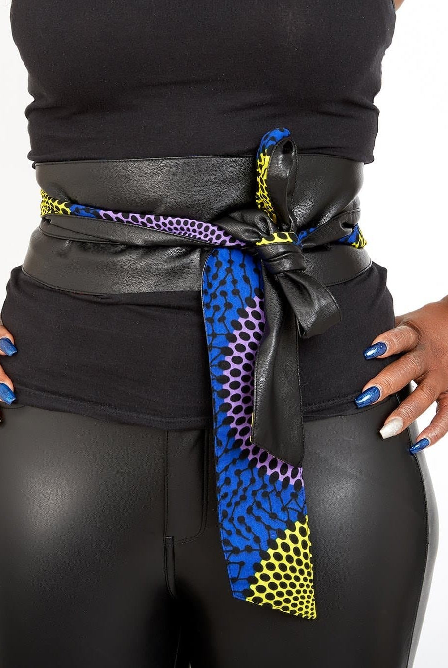 New In African Prints Reversible Leather Obi Belt - African Clothing from CUMO LONDON