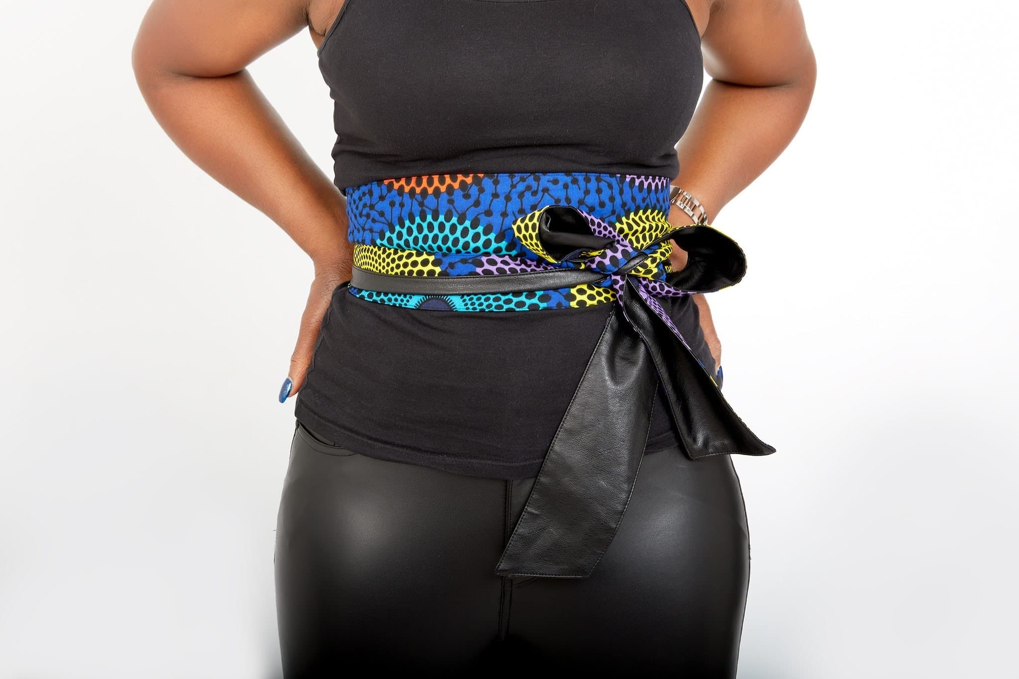 New In African Prints Reversible Leather Obi Belt - African Clothing from CUMO LONDON