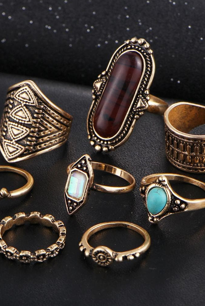 8 pieces Set Vintage Ring inspired by Bohemian style - African Clothing from CUMO LONDON