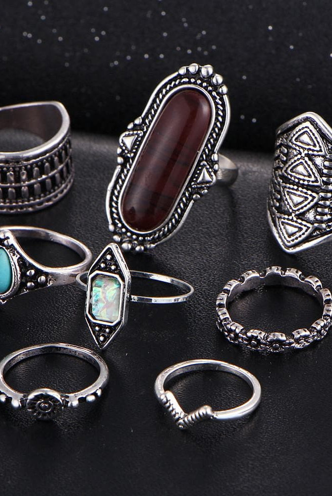 8 pieces Set Vintage Ring inspired by Bohemian style - African Clothing from CUMO LONDON