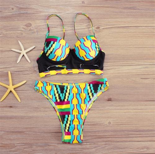 New in African Print High Waist Swimsuit 2 piece Bikini Set - African Clothing from CUMO LONDON