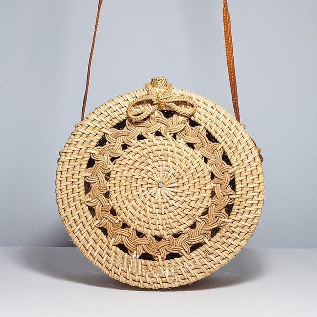 Handwoven Circle Rattan Beach Bag - African Clothing from CUMO LONDON