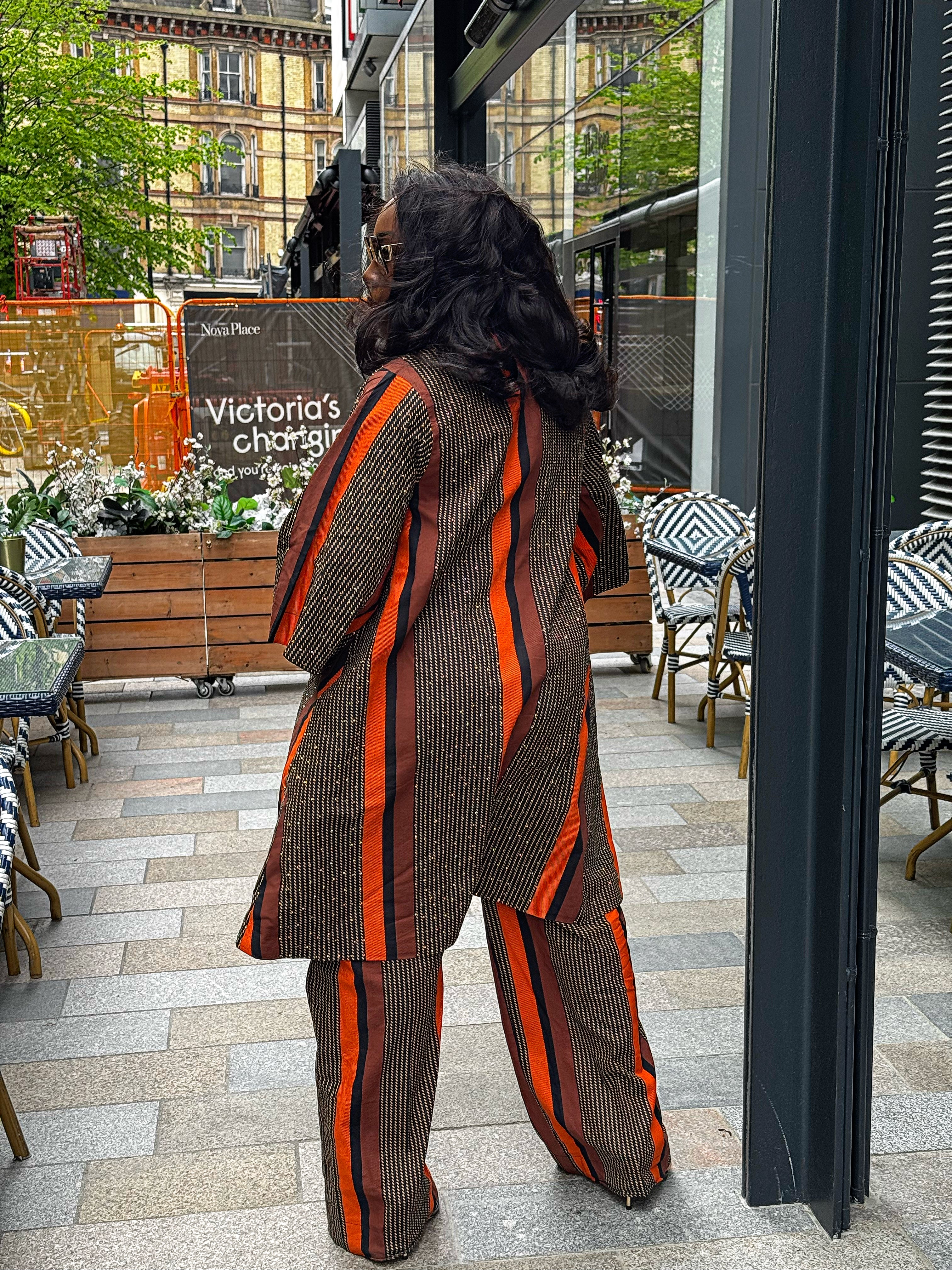 African Print outerwear | African print Jacket | Ankara kimono with headwrap| African Print Outerwear | Fall Fashion for African women | sustainable African Fashion | recycled African print clothing | Ethically sourced fashion | ethically sourced clothing | handmade clothing | African clothing for women | Ankara jacket | Tribal prints kimono | Floral African print clothing | Cotton Blazer | African print workwear | African clothing UK | Black-owned fashion brand | Kimono and Shorts set