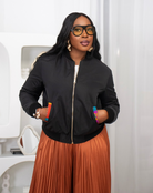 Reversible African Print Bomber Jacket with Black Viscose on the inner reverse | African print Biker Jacket | Ankara print Bomber Jacket | African Print Outerwear | African Winter  style for women | sustainable African Fashion | recycled African print clothing | Ethically sourced fashion | ethically sourced clothing | handmade clothing | African clothing for women | Ankara jacket | Tribal prints kimono | Floral African print clothing | Cotton Blazer | African print workwear | African clothing UK 