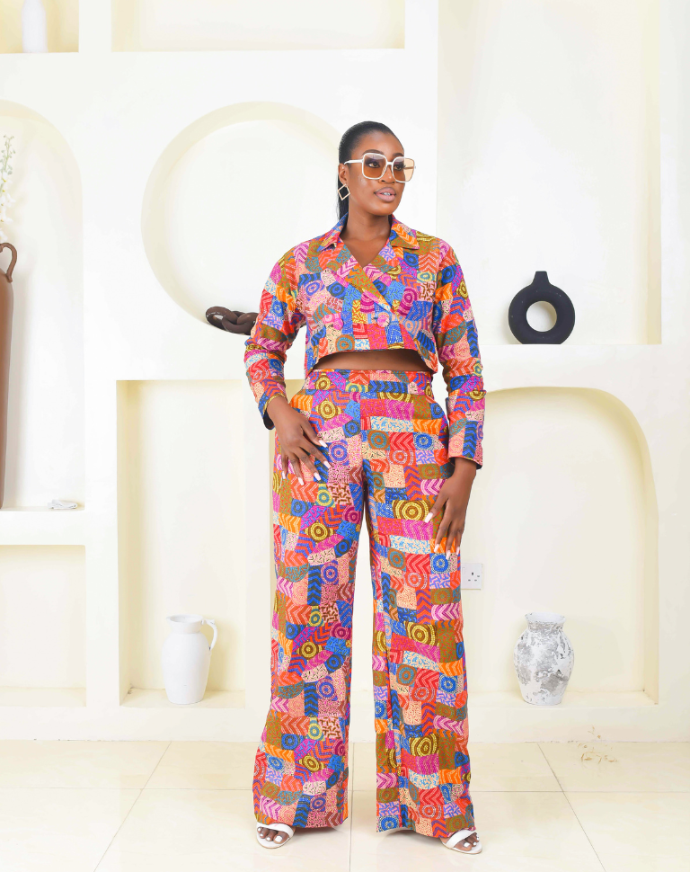 Crop Top Two Piece Palazzo Pants Set Elegant Black Wide Leg Pants