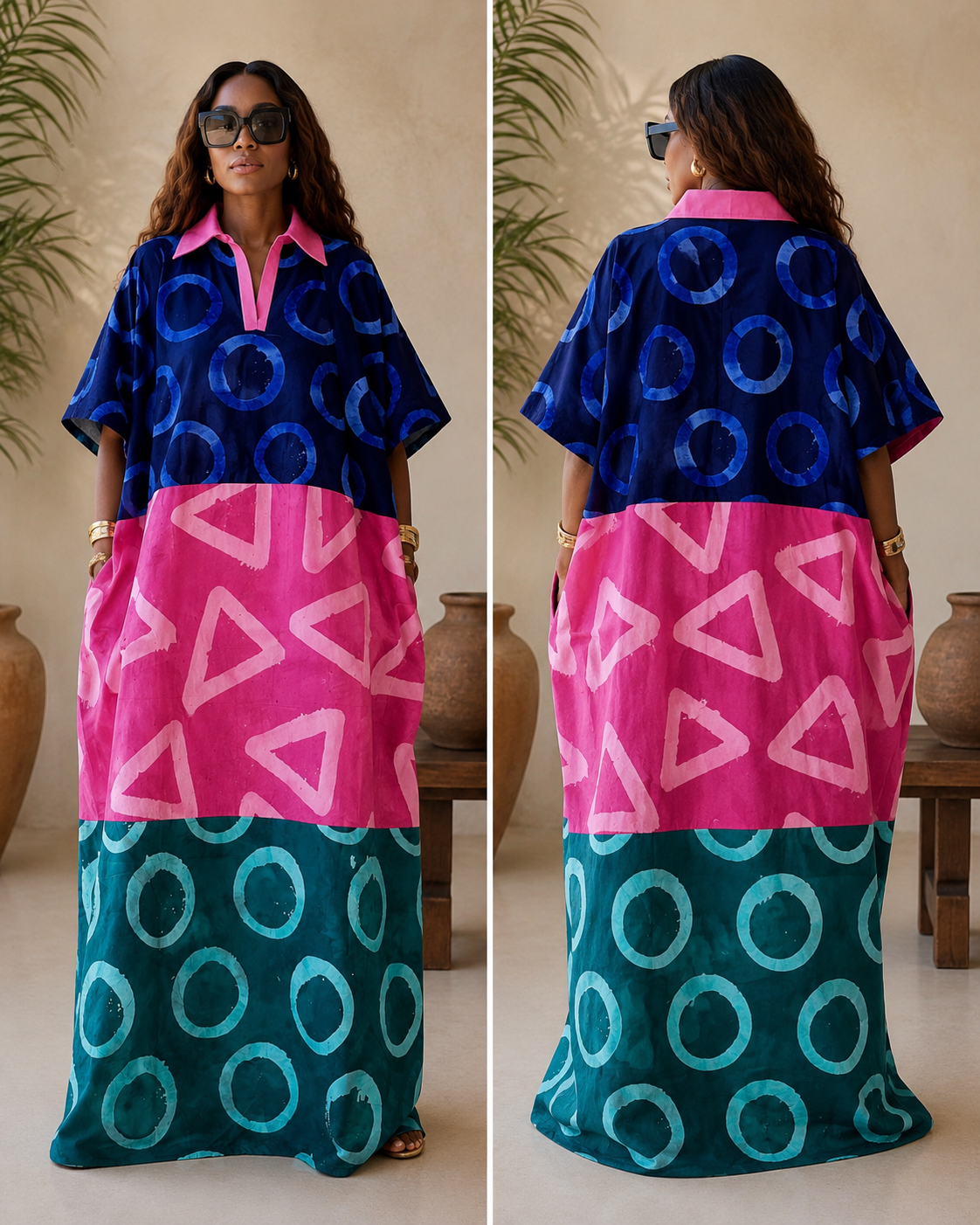 African Adire kampala dresses handmade with 100% cotton, Kampala tyed fabrics. Check out our range of African Kampala Adire dresses sustainable African Clothing handmade by local artisans in Africa. Kaftans, Boubou, Lounge wear, Bubu, comfortable boubou outfits, Plus size 