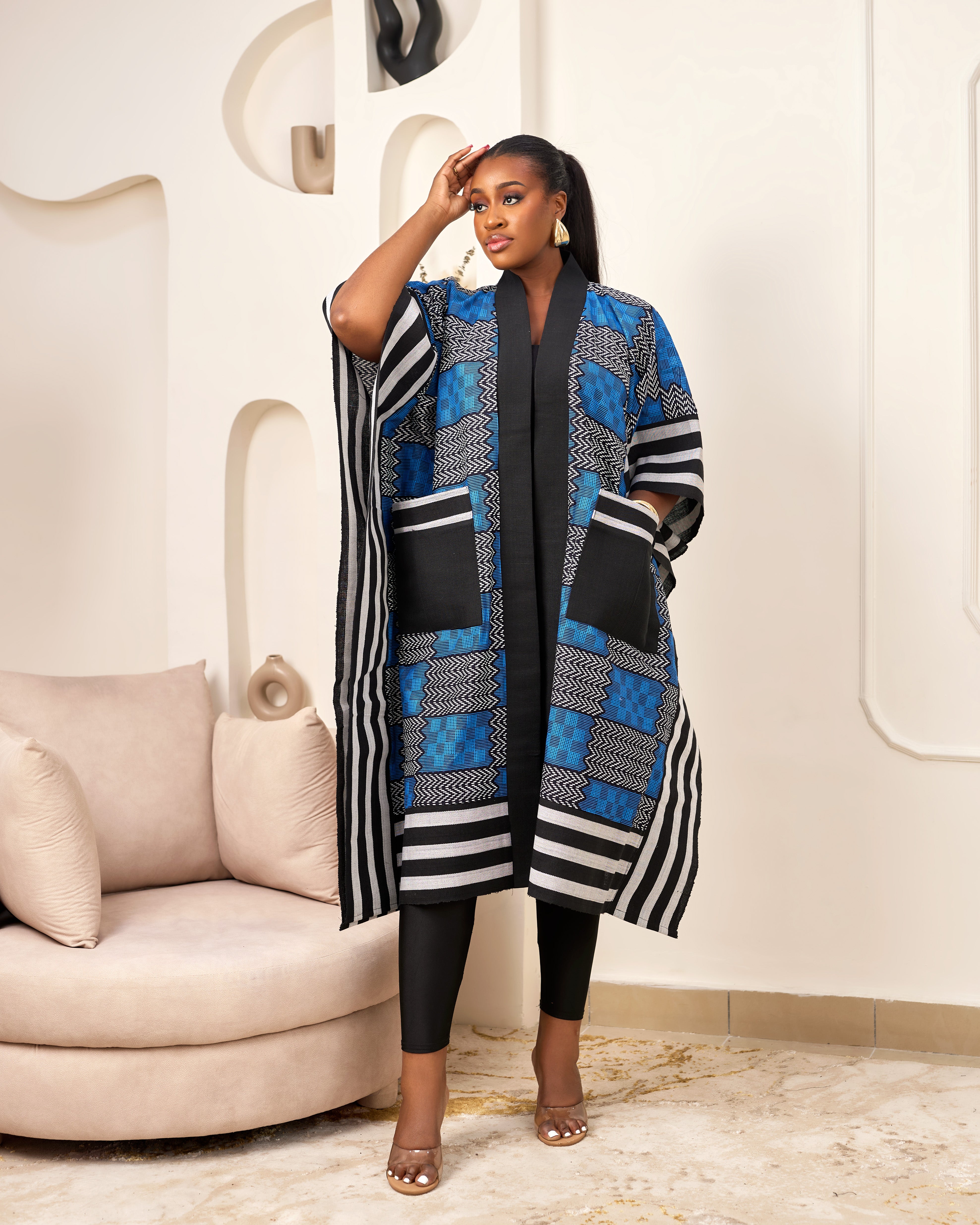 Washoge Black African Print Dashiki Nyame Dua - Round Neck T-Shirt The best African wear in Gh Accra by Nakubis