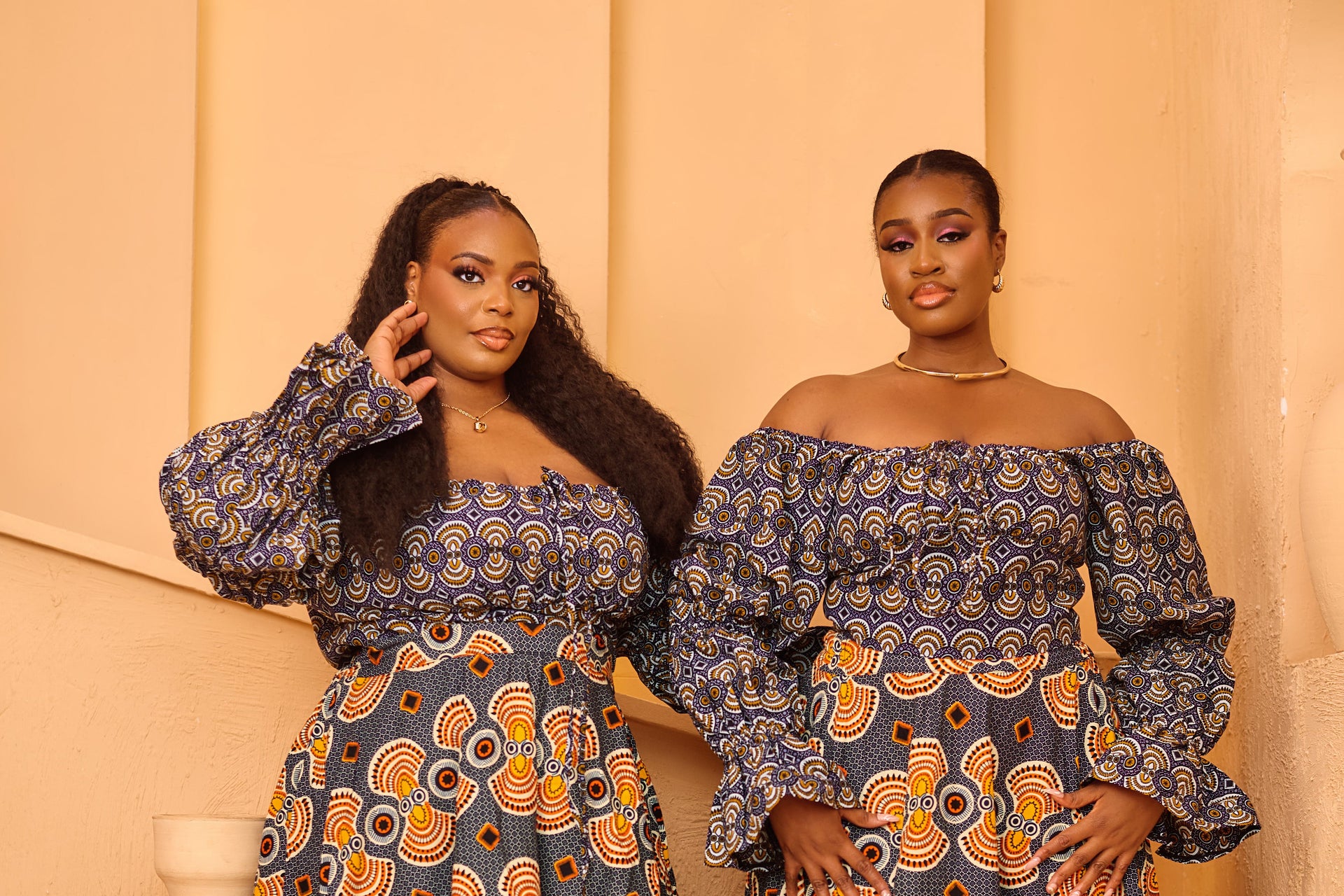 New in African Print Off Shoulder Long Sleeve Top/Blouse Gbemi