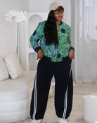 Reversible African Print Bomber Jacket with Denim on the inner reverse | African print Biker Jacket | Ankara print Bomber Jacket | African Print Outerwear | African Winter  style for women | sustainable African Fashion | recycled African print clothing | Ethically sourced fashion | ethically sourced clothing | handmade clothing | African clothing for women | Ankara jacket | Tribal prints kimono | Floral African print clothing | Cotton Blazer | African print workwear | African clothing UK 