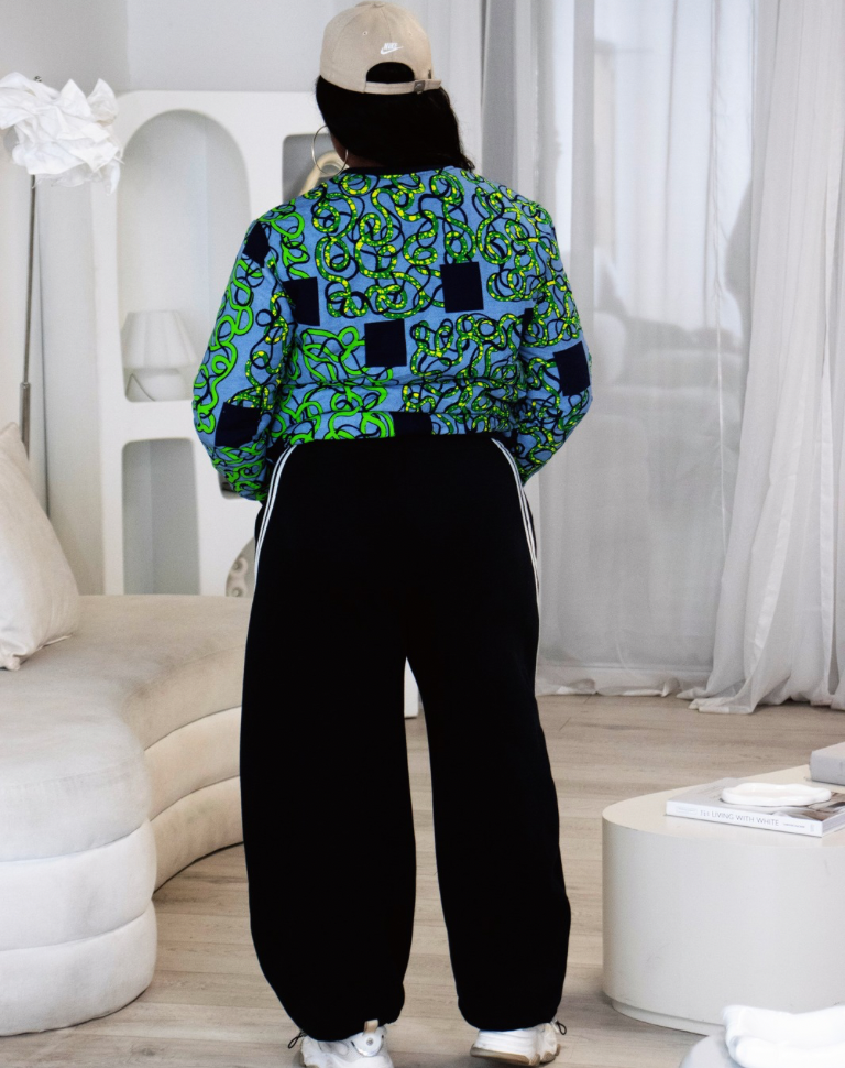 Reversible African Print Bomber Jacket with Denim on the inner reverse | African print Biker Jacket | Ankara print Bomber Jacket | African Print Outerwear | African Winter  style for women | sustainable African Fashion | recycled African print clothing | Ethically sourced fashion | ethically sourced clothing | handmade clothing | African clothing for women | Ankara jacket | Tribal prints kimono | Floral African print clothing | Cotton Blazer | African print workwear | African clothing UK 