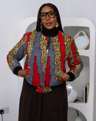 African Print Bomber Jacket | African print Biker Jacket | Ankara print Bomber Jacket | African Print Outerwear | African Winter  style for women | sustainable African Fashion | recycled African print clothing | Ethically sourced fashion | ethically sourced clothing | handmade clothing | African clothing for women | Ankara jacket | Tribal prints kimono | Floral African print clothing | Cotton Blazer | African print workwear | African clothing UK | Black-owned fashion brand | UK Based African Fashion Brand